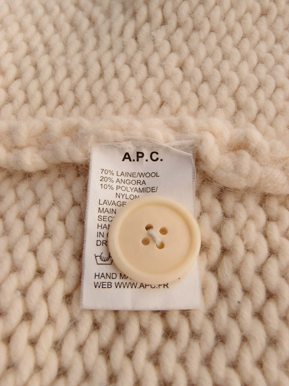 A.P.C. A.P.C. Wool Angora Hand Knit Cardigan Ivory Size US S / EU 44-46 / 1 - 8 Thumbnail