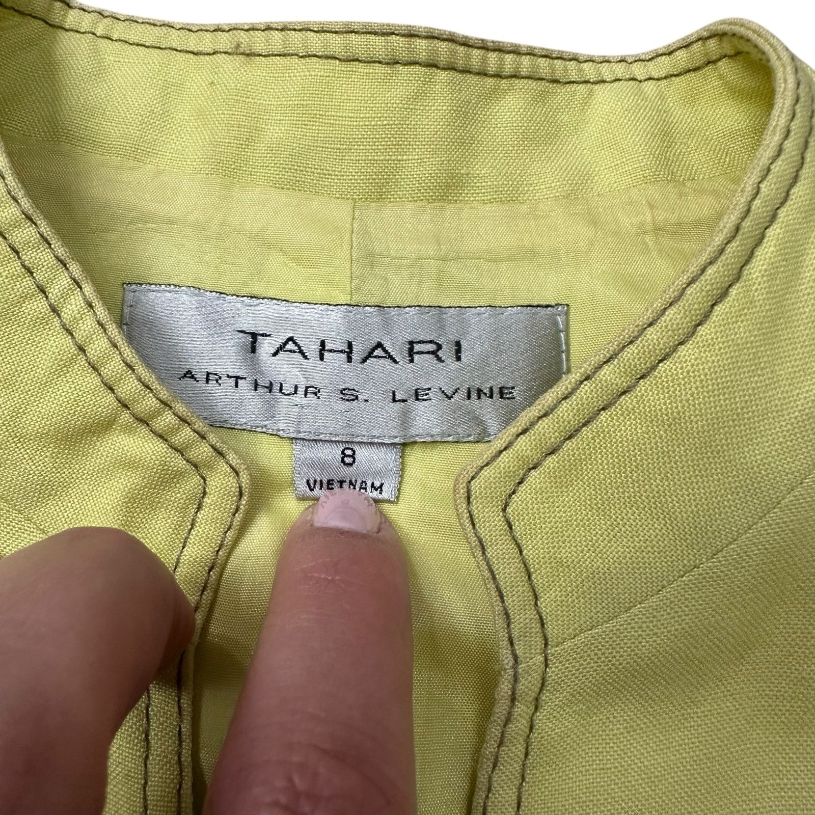Elie Tahari Tahari Linen Blend Lime Green Belted Pocket Vest Size 8 Size M / US 6-8 / IT 42-44 - 3 Thumbnail