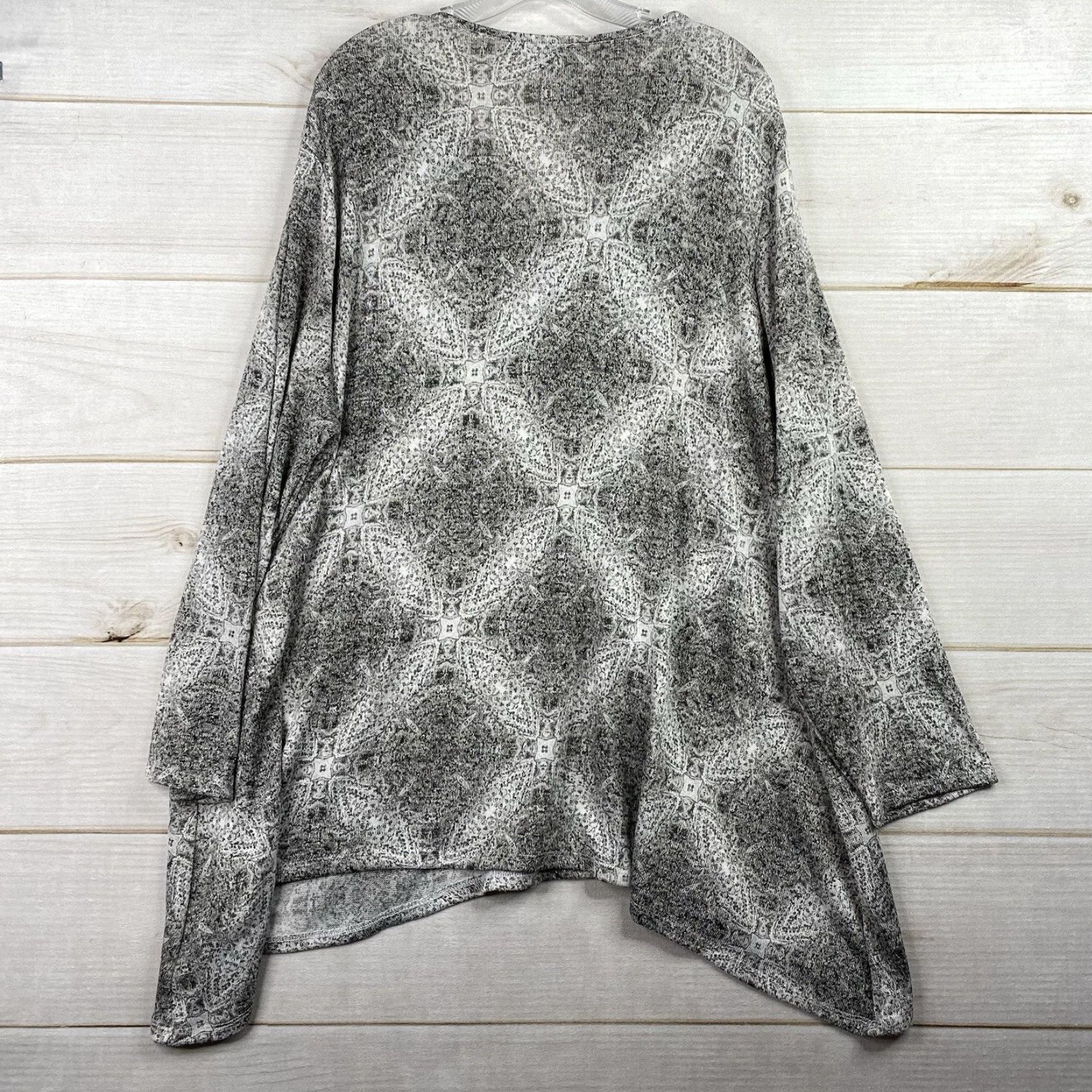 Vintage Fred David Tunic Womens 3X Black White Tie V Neck Fleece Knit Strech Relaxed Size XXL / US 16-18 / IT 52-54 - 6 Thumbnail