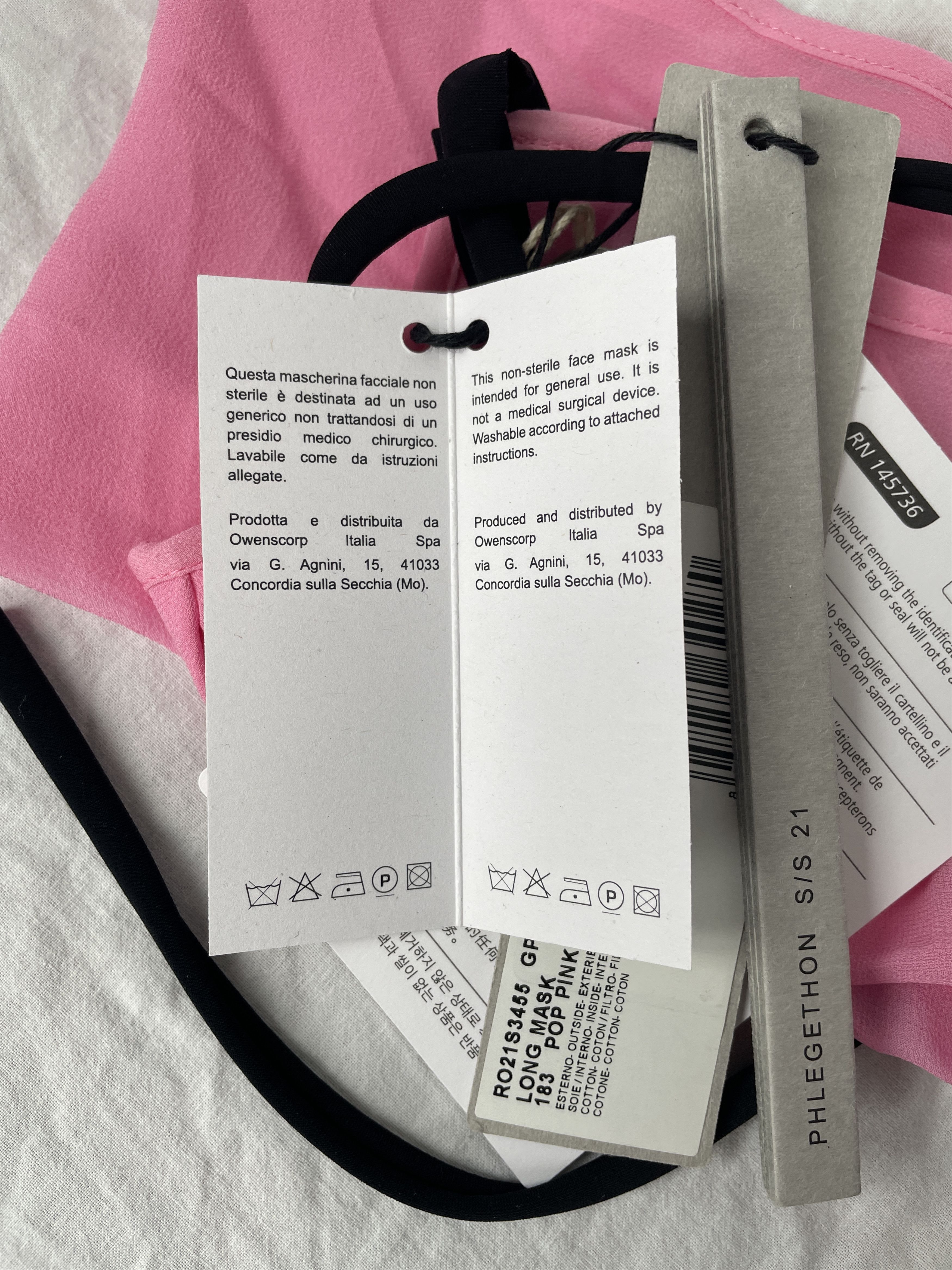 Rick Owens Rick Owens PHLEGETHON SS21 LONG MASK 183 POP PINK Size ONE SIZE - 8 Thumbnail