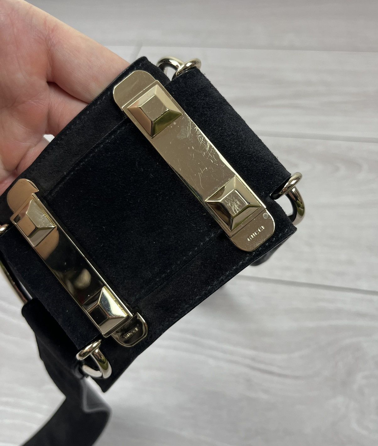 Gucci Gucci Tom Ford Black Suede Big Buckle Waist Belt Size ONE SIZE - 18 Thumbnail