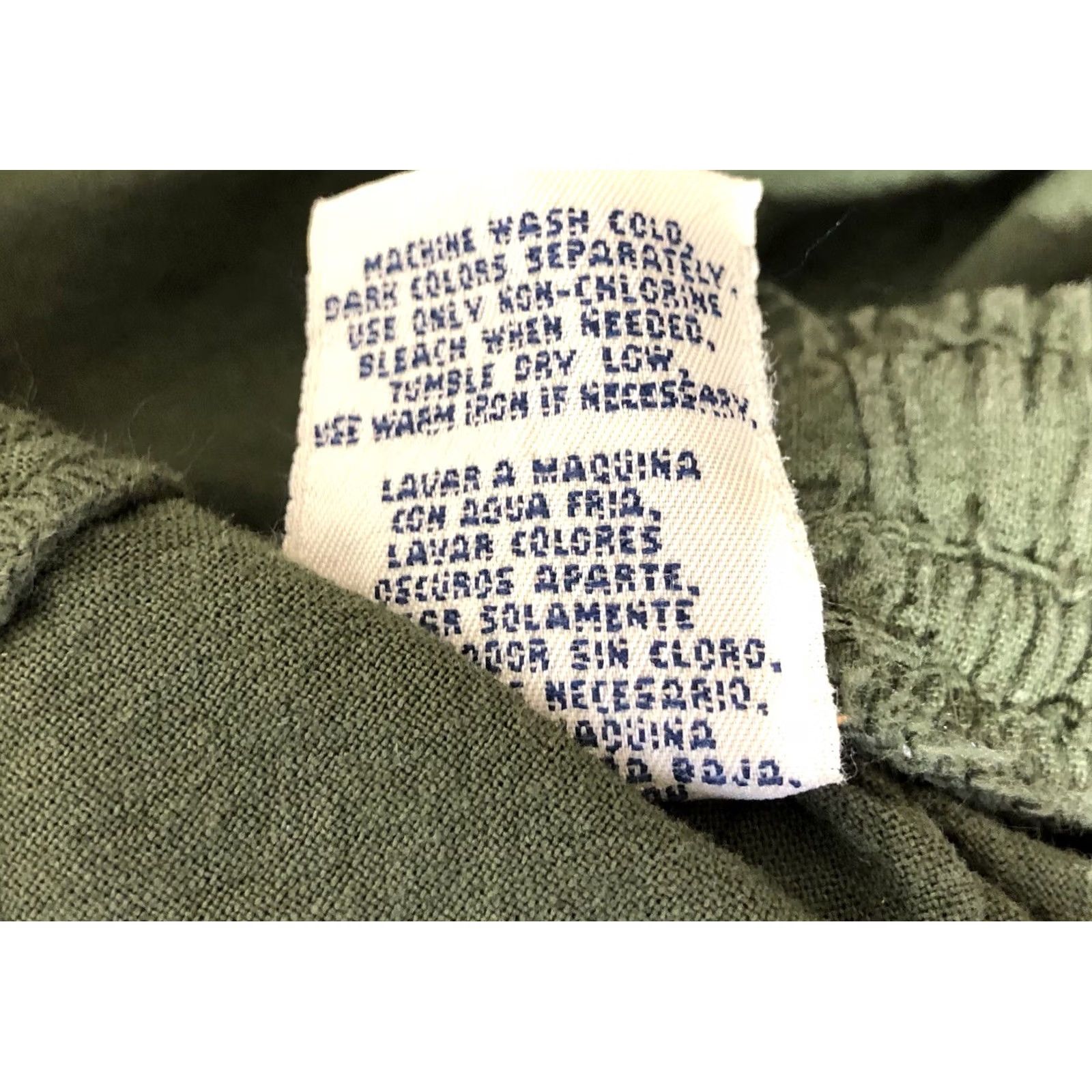 Basic Editions VINTAGE Basic Ed Capri Pants 1X Green Crinkle Cotton Elastic 36" Waist Pockets Womens Size 40" / US 18 - 4 Thumbnail