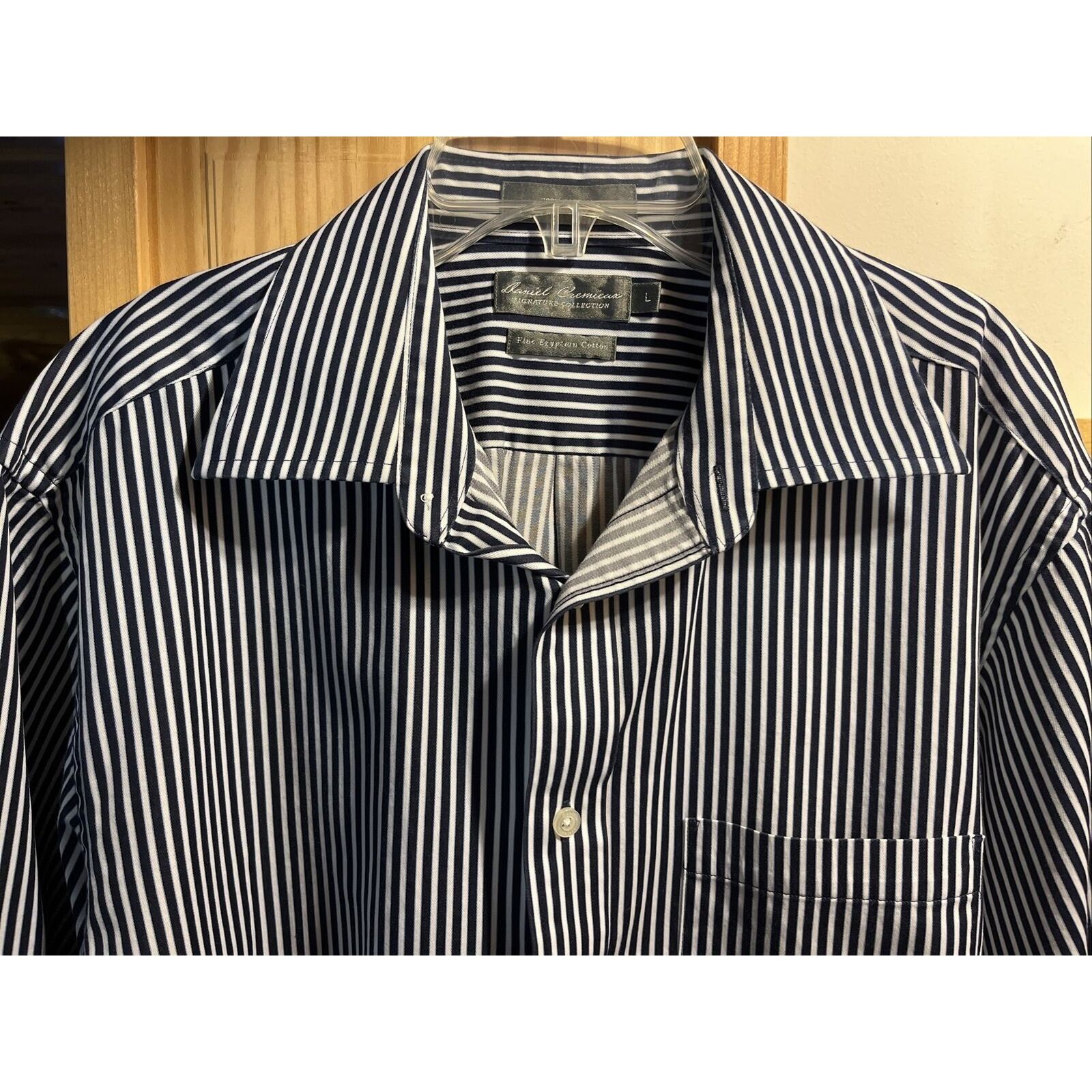 Daniel Cremieux Daniel Cremieux Men's L Blue Stripe SS Egyptian Cotton Shirt Size US L / EU 52-54 / 3 - 4 Thumbnail