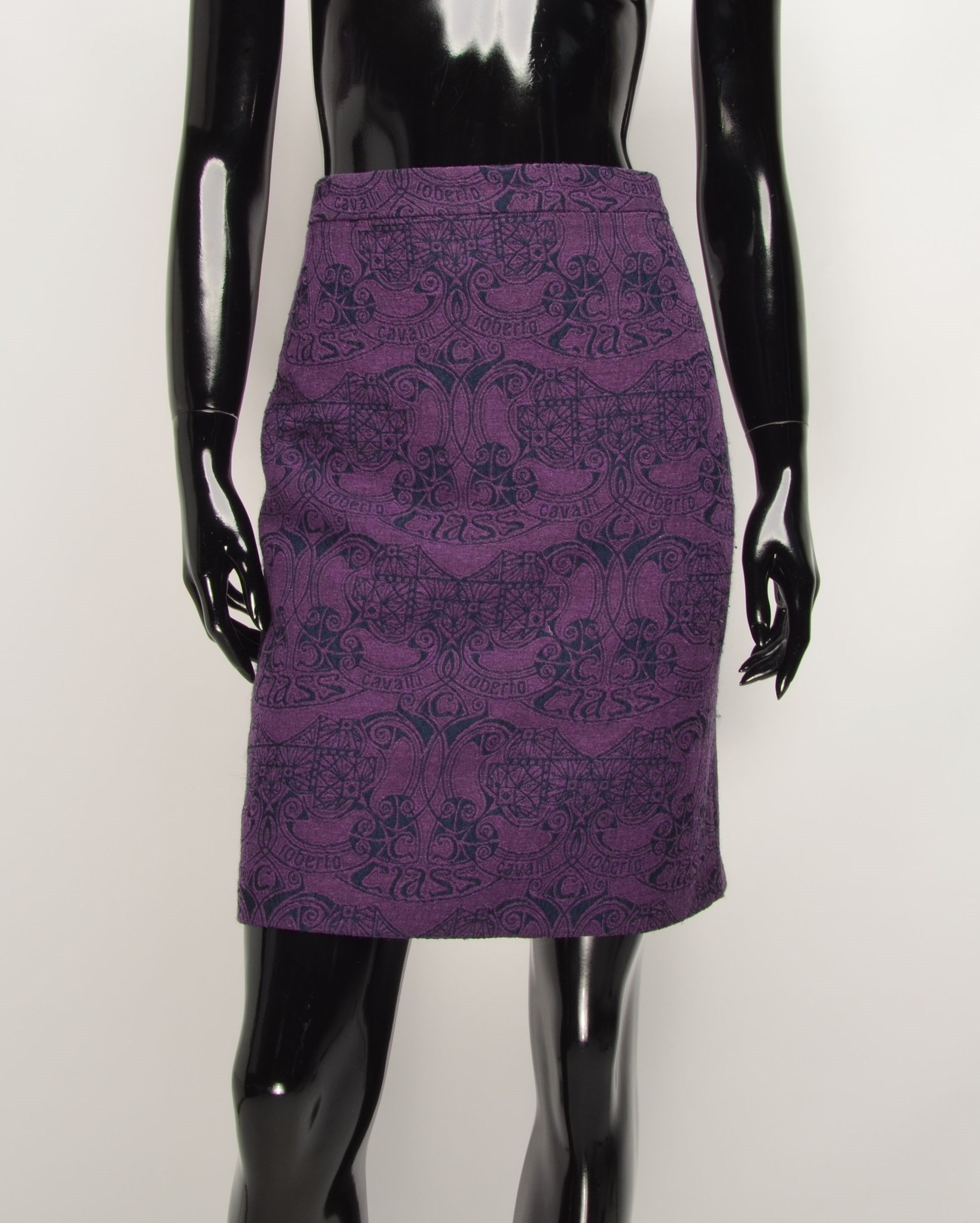 Roberto Cavalli × Vintage Roberto Cavalli Class Vintage Monogram Purple Skirt Size 30" / US 8 / IT 44 - 1 Thumbnail