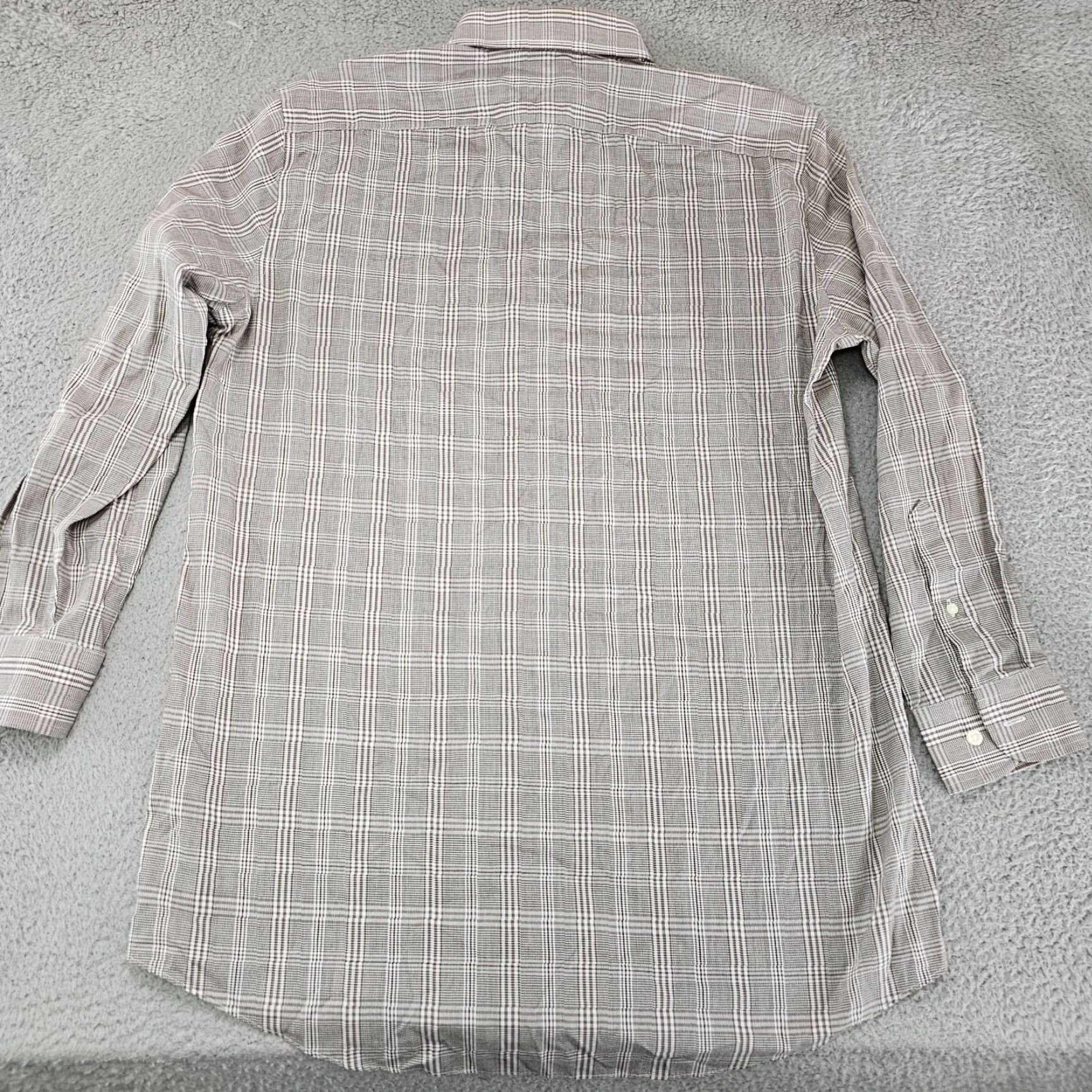 Stafford Stafford Dress Shirt Mens Size 16.5 32/33 Brown Check Fitted Travel Long Sleeve Shirt Size 46R - 7 Thumbnail