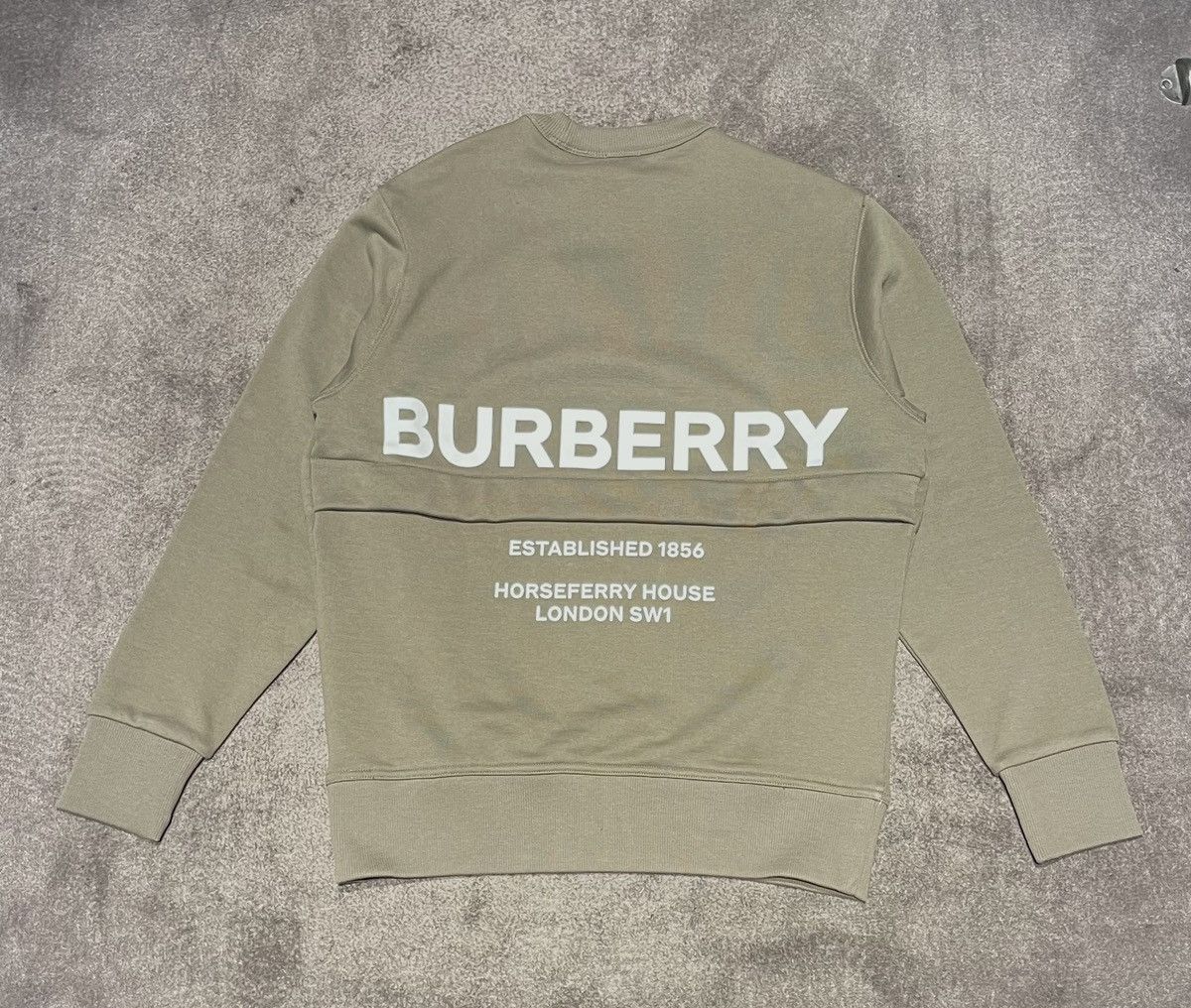 image of Burberry Horseferry Logo Back Zip Pocket Sweatshirt in Green, Men's (Size Small)