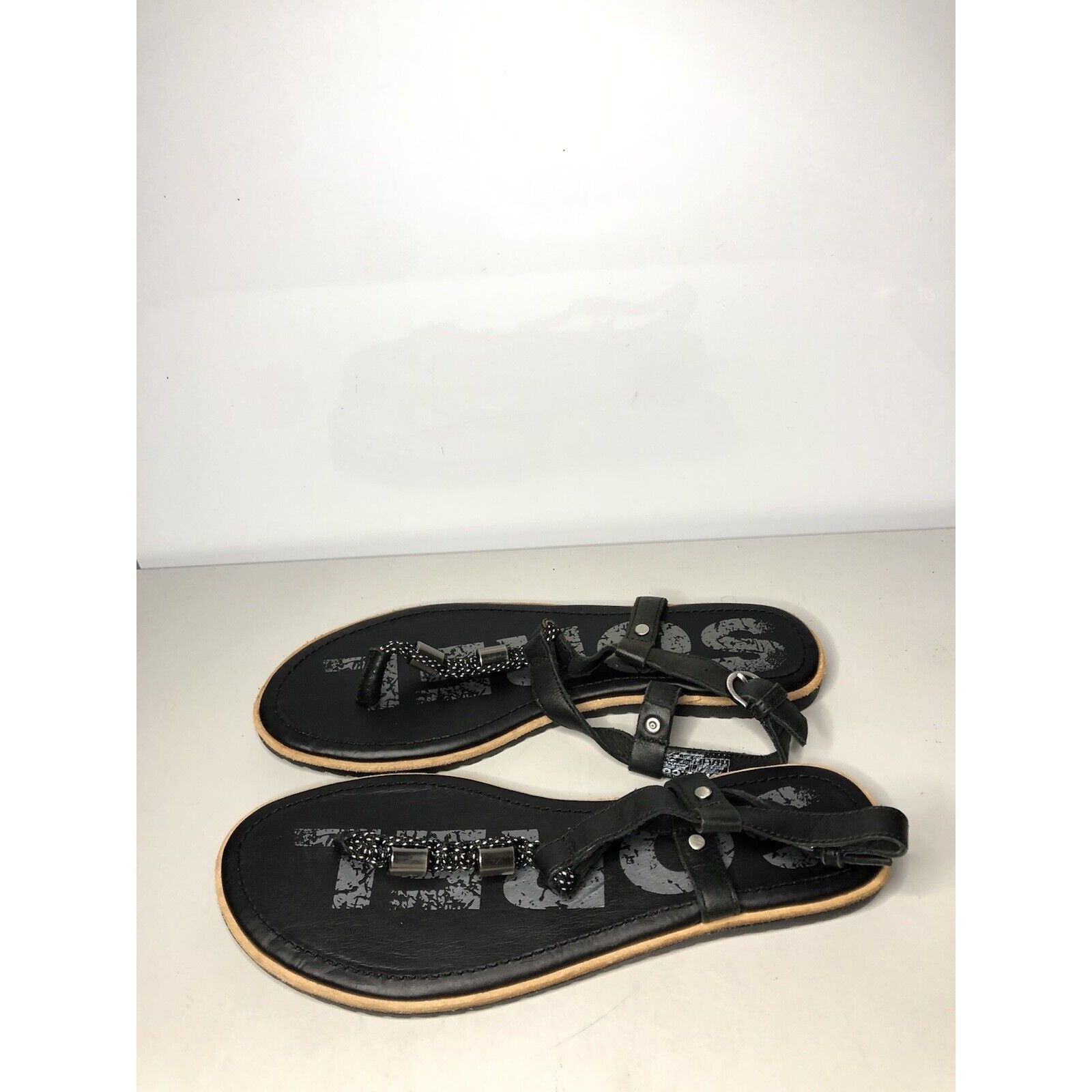 SOREL Sorel Black Leather Thong Casual Ankle Strap Flats Sandals W Size US 9 / IT 39 - 6 Thumbnail