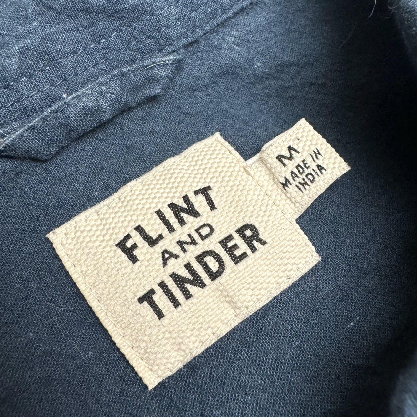 Flint And Tinder Flint and Tinder Shirt Men Blue Short Sleeve Button-Up Cotton Linen Blend M Size US 31 - 3 Thumbnail
