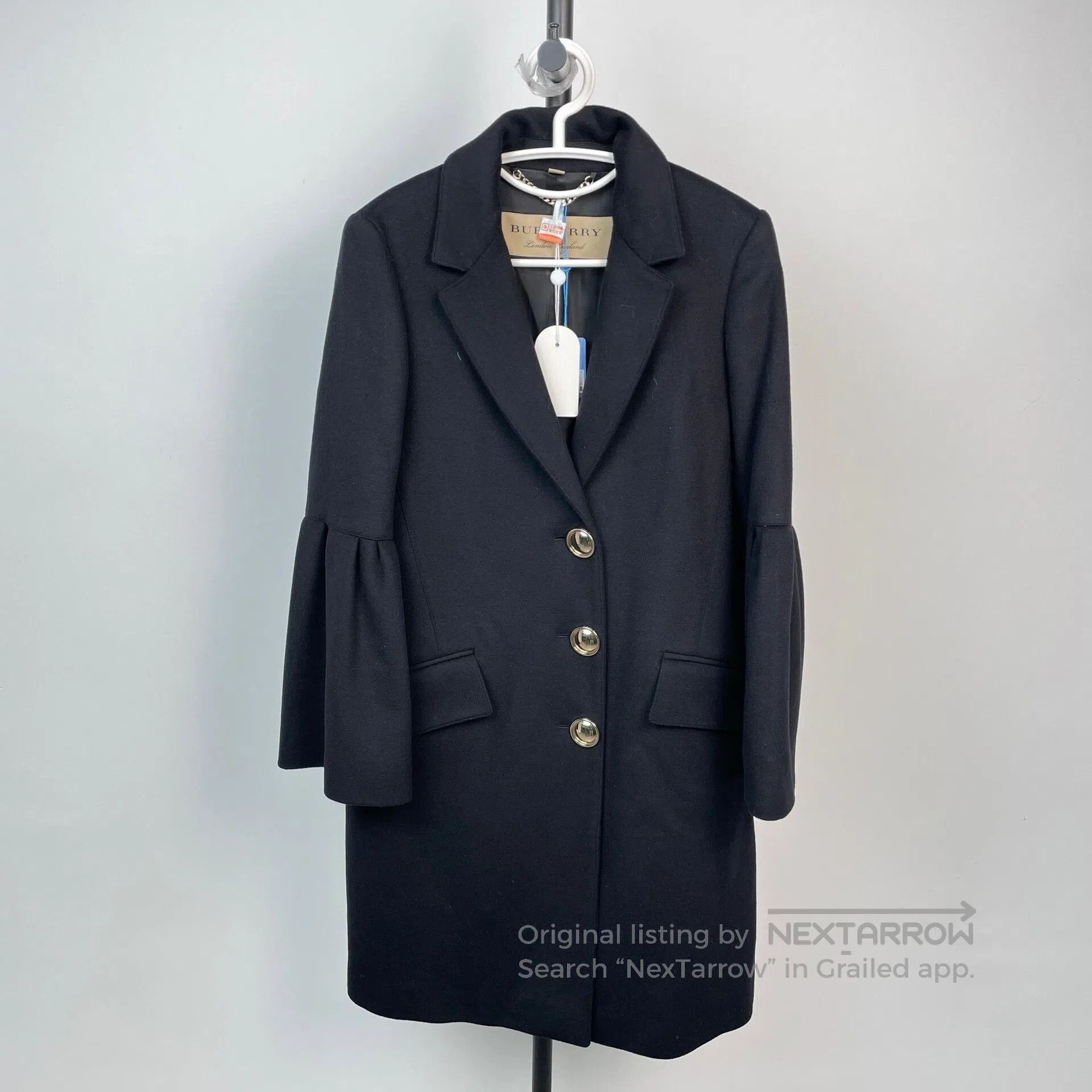 Burberry Burberry Bud Sleeve Black Long Coat Jacket| Size XS / US 0-2 / IT 36-38 - 1 Thumbnail