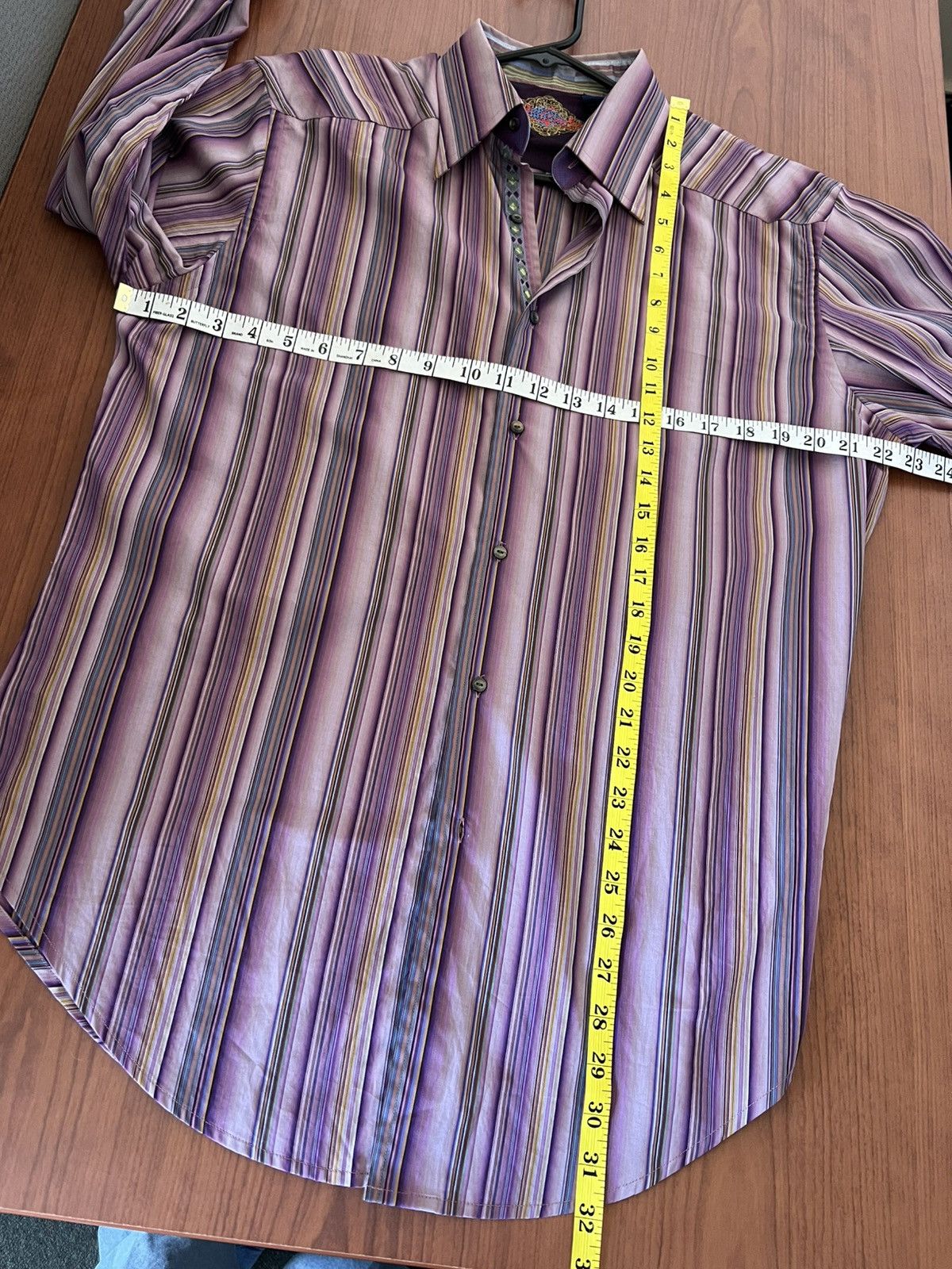 Robert Graham Robert Graham Bold Stripe Shirt M Purple Contrast Cuffs Size US M / EU 48-50 / 2 - 3 Thumbnail