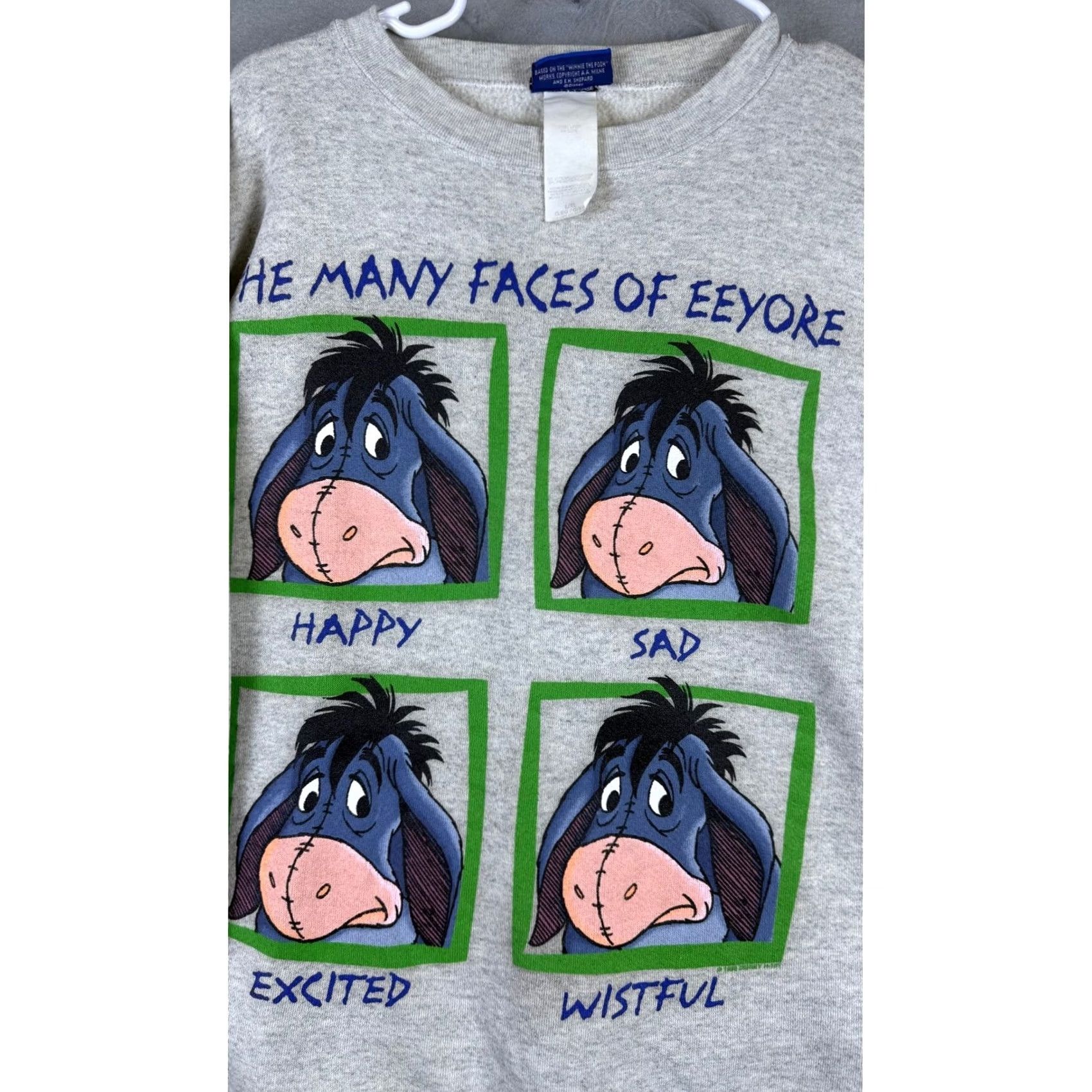 Disney VINTAGE Disney Sweatshirt Mens L/XL Gray Many Faces of Eeyore Pooh Crewneck Size US XL / EU 56 / 4 - 8 Thumbnail