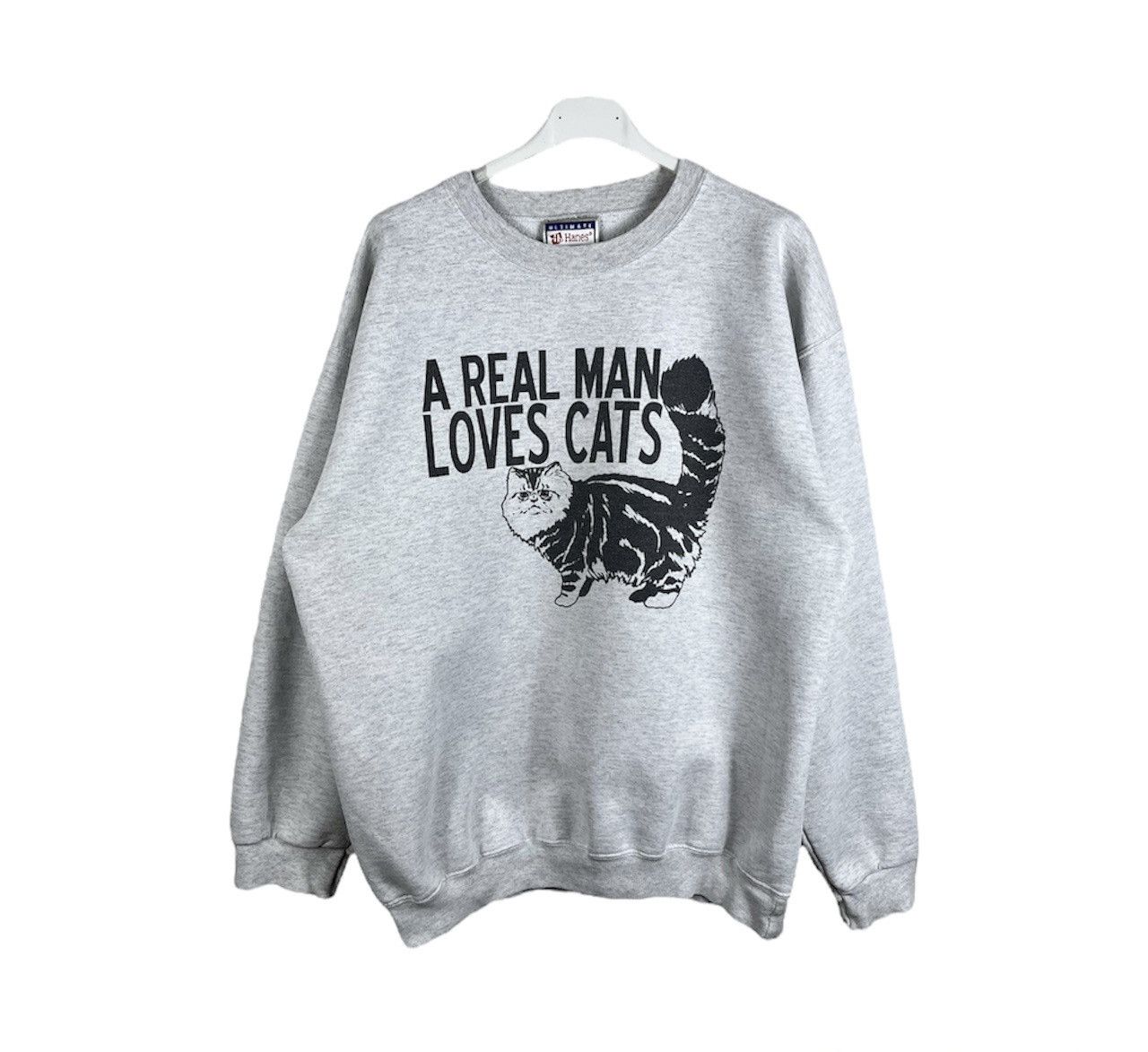 Vintage Vintage 90s Hanes Ultimate cotton A real man loves cats y2k Size US M / EU 48-50 / 2 - 1 Thumbnail