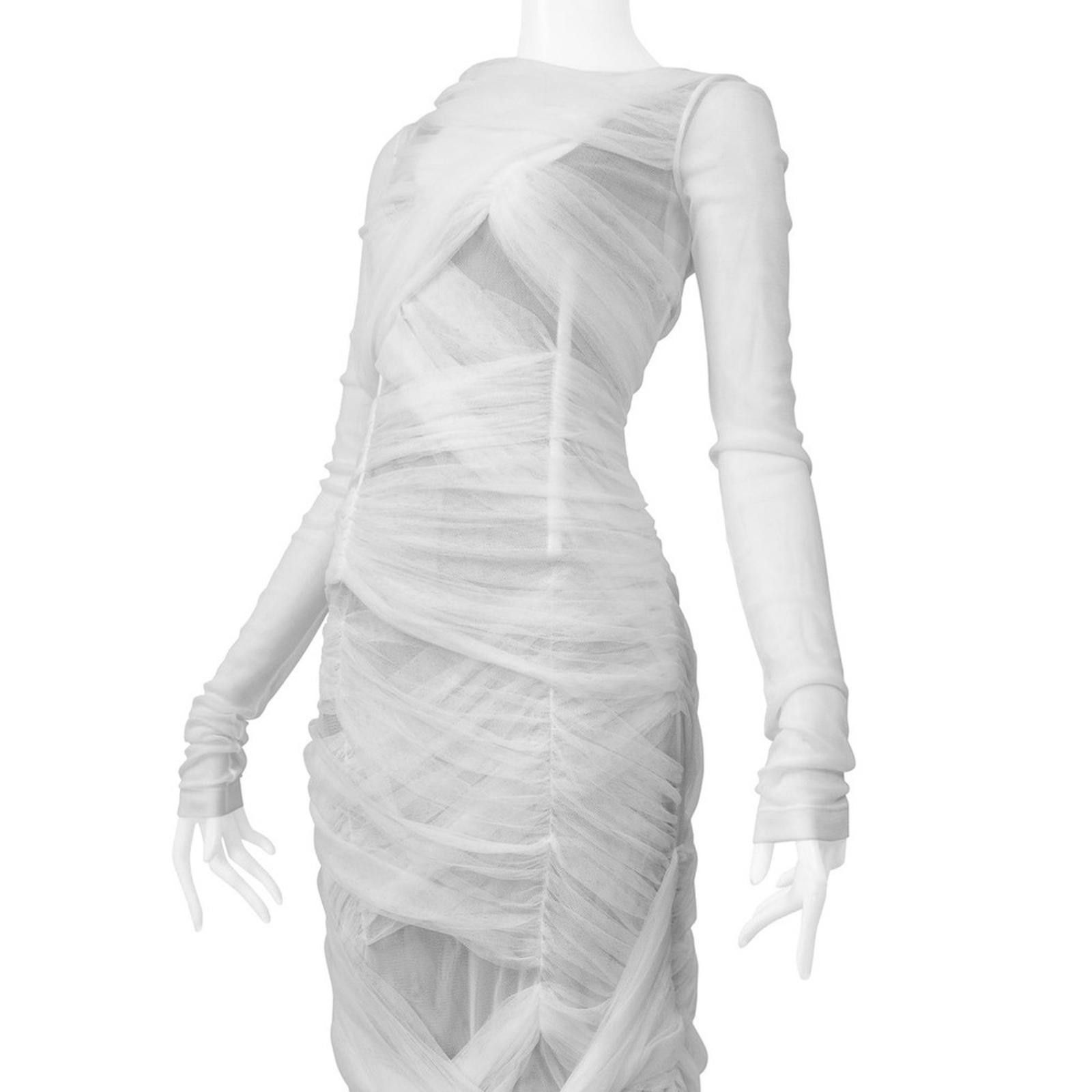 Dolce & Gabbana RARE Dolce & Gabbana Archival Mummy White Layered Mesh Dress Size XS / US 0-2 / IT 36-38 - 8 Thumbnail