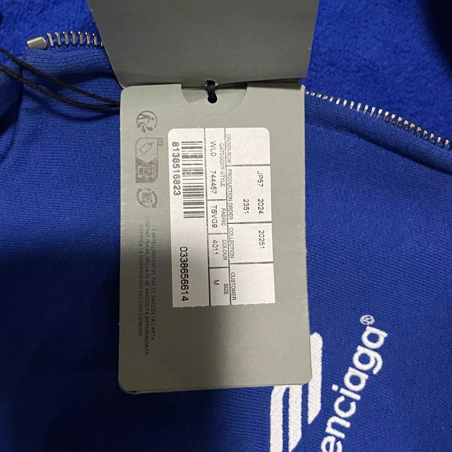 Balenciaga Balenciaga Summer '25 Blue Football Zip Hoodie M Size M / US 6-8 / IT 42-44 - 3 Thumbnail