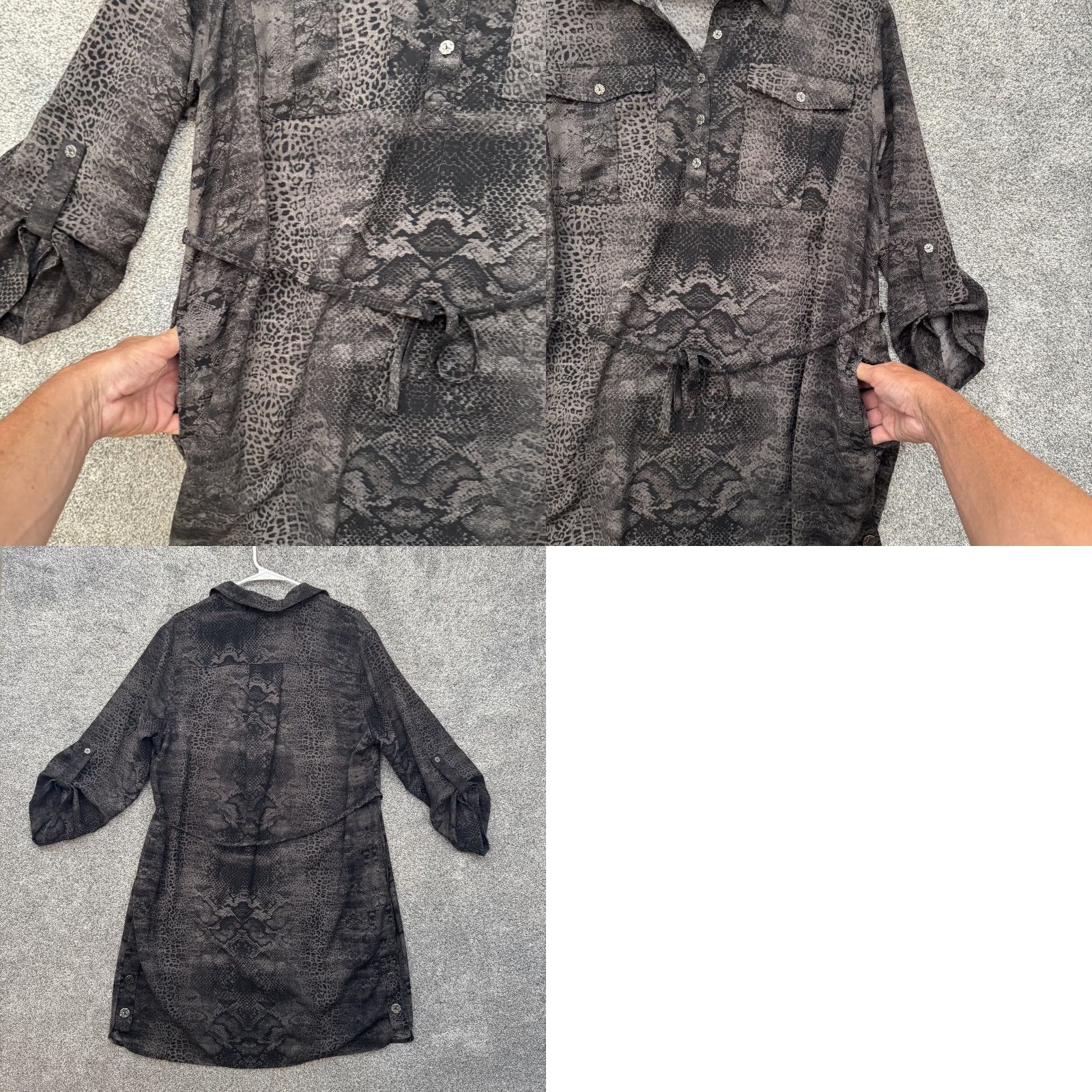 Vintage Animal Print Shirt Dress XL Belted Pockets Mob Wife Safari Boho Statement Resort Size XL / US 12-14 / IT 48-50 - 9 Thumbnail