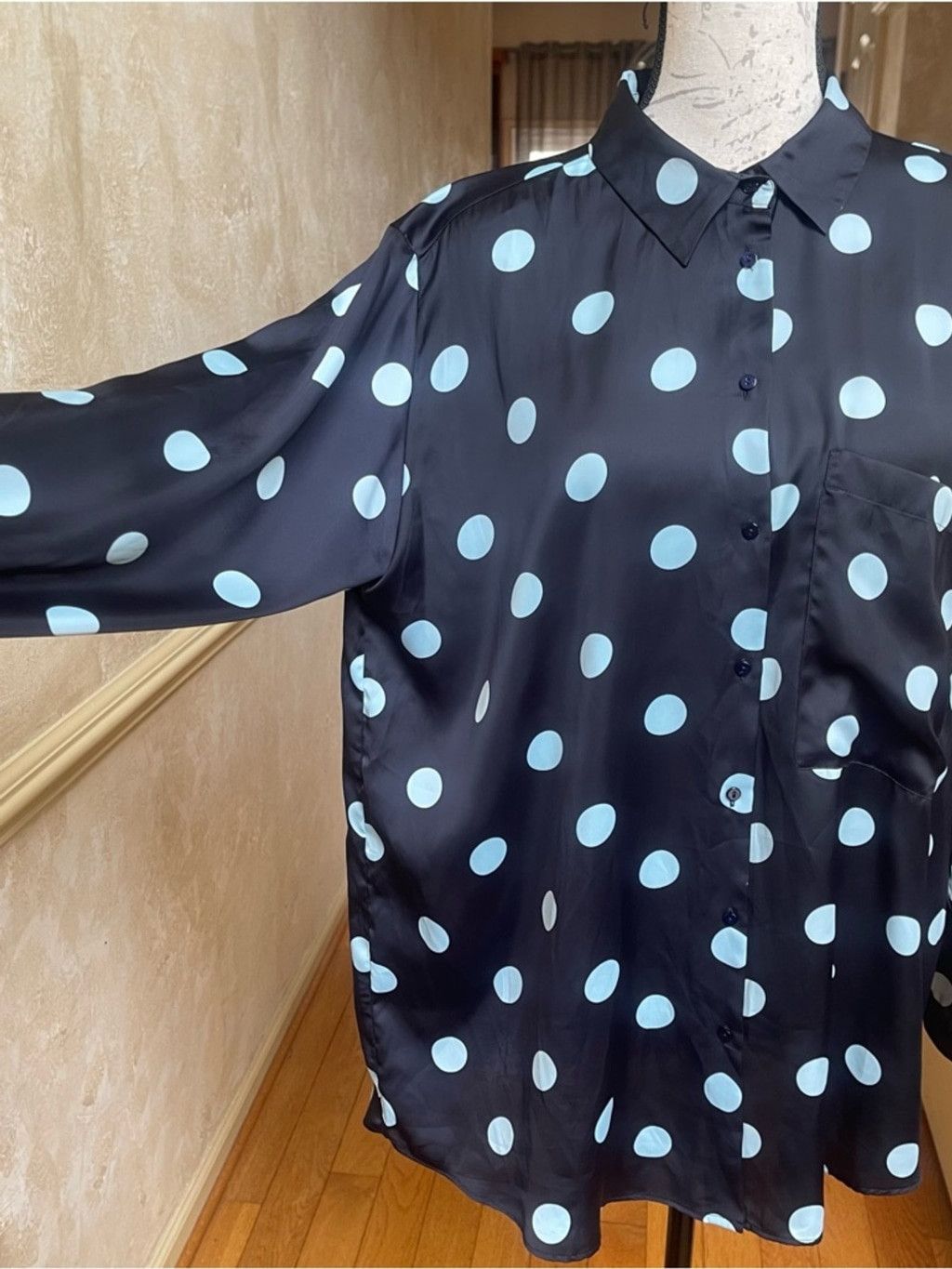Zara Zara Satin Polka Dot Oversized Button Down Blouse XL Silky Size XL / US 12-14 / IT 48-50 - 3 Thumbnail
