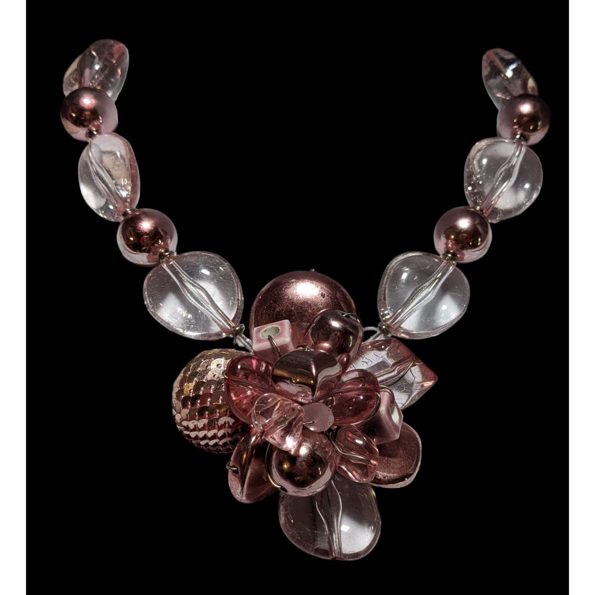 Other Pink Metallic Floral Statement Necklace Size ONE SIZE - 2 Thumbnail