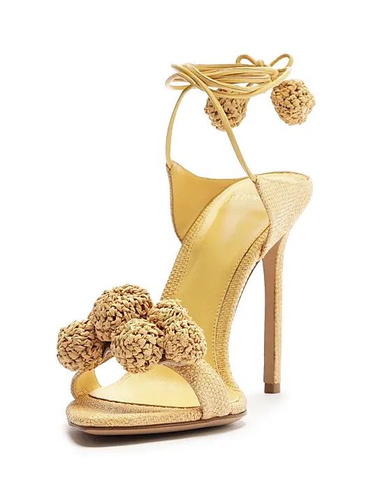 Alexandre Birman os11x1225 Resse 100MM Raffia Ankle-Wrap Sandals in Creamy Size US 9 / IT 39 - 6 Thumbnail