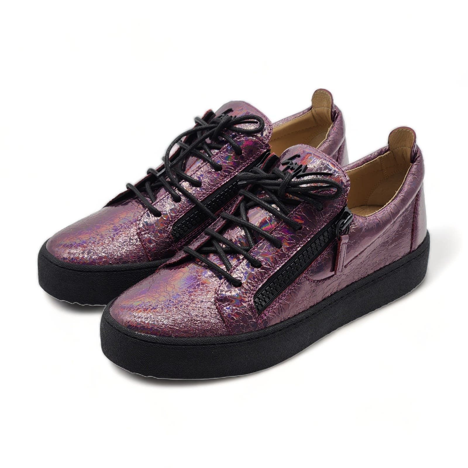 image of Giuseppe Zanotti Birel Metallic Leather Sneakers Purple $695 42 9 Nwob, Men's