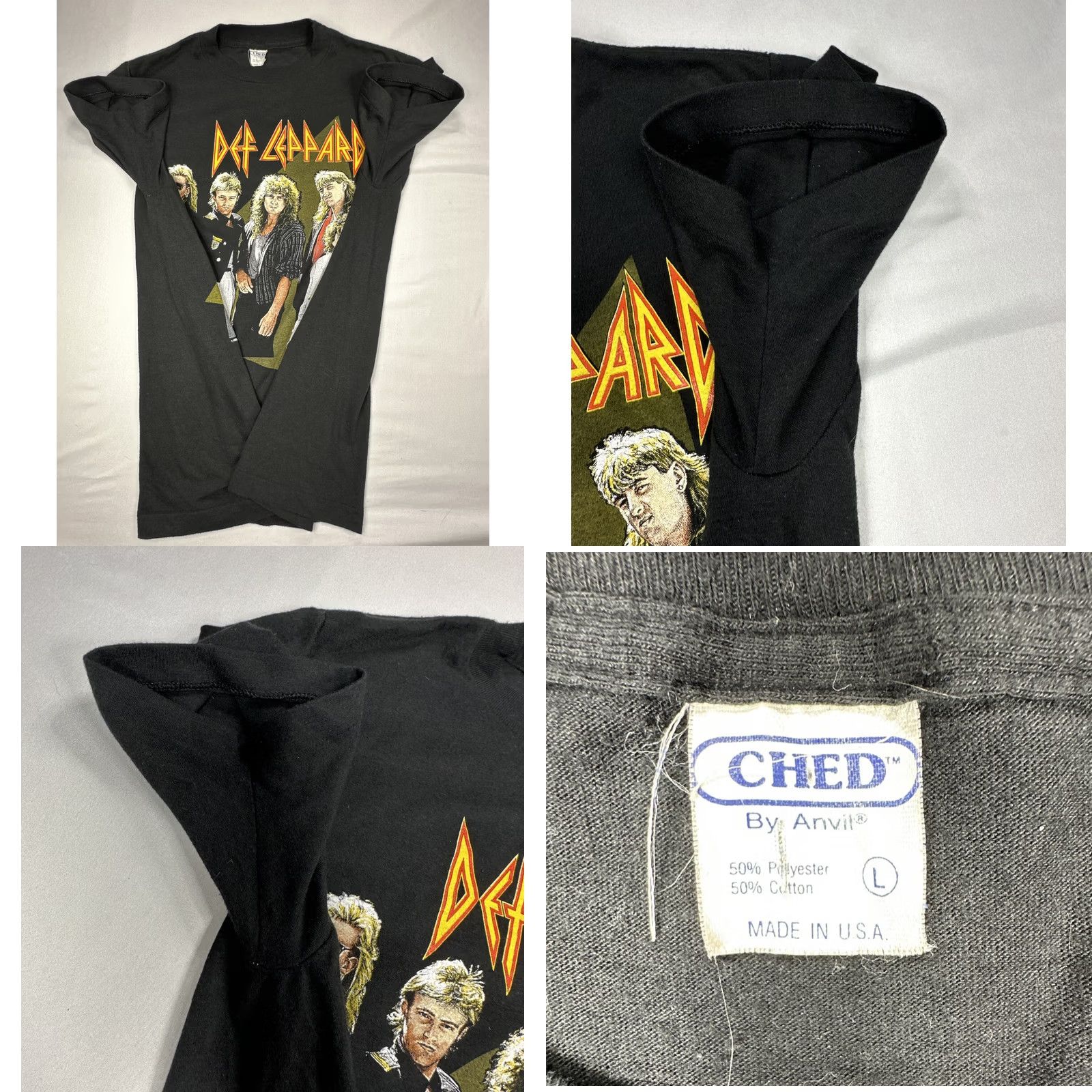 Vintage VINTAGE Def Leppard Single Stitch 1988 Hysteria Tour T-Shirt 80s CHED Tag S/M Black Unisex 50/50 Graphic Tee Mens Womens Boys Girls Size US S / EU 44-46 / 1 - 8 Thumbnail
