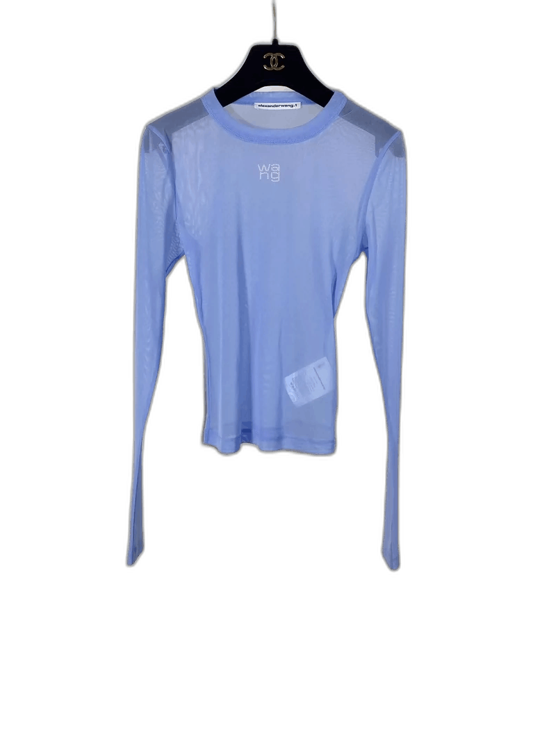 Balenciaga Light Blue Mesh Long Sleeve Top Size S / US 4 / IT 40 - 1 Thumbnail