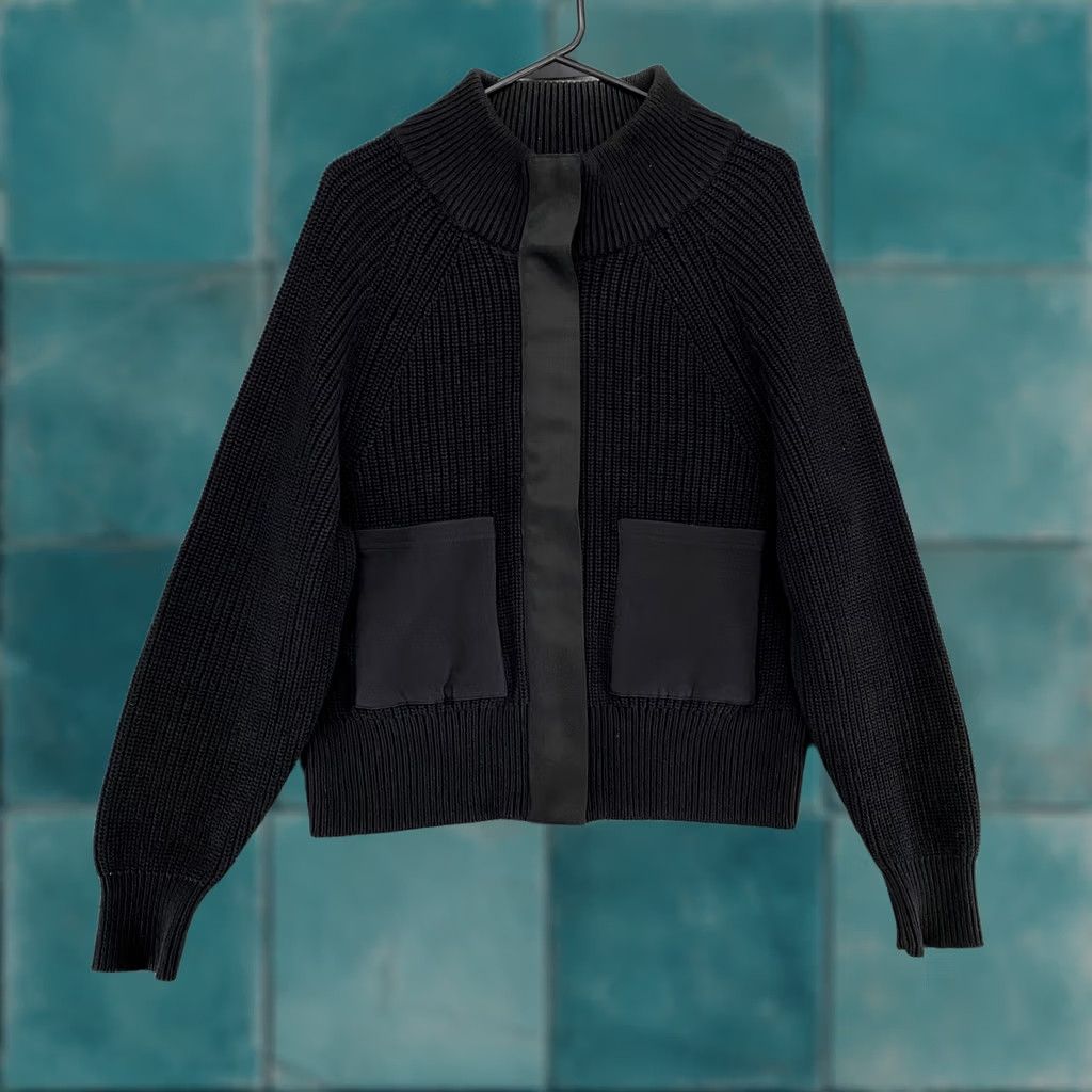 Varley Varley Sweater Jacket Womens XS Delfern Black Rib Knit Funnel Neck Patch Pockets Shirt Size XS / US 0-2 / IT 36-38 - 1 Thumbnail
