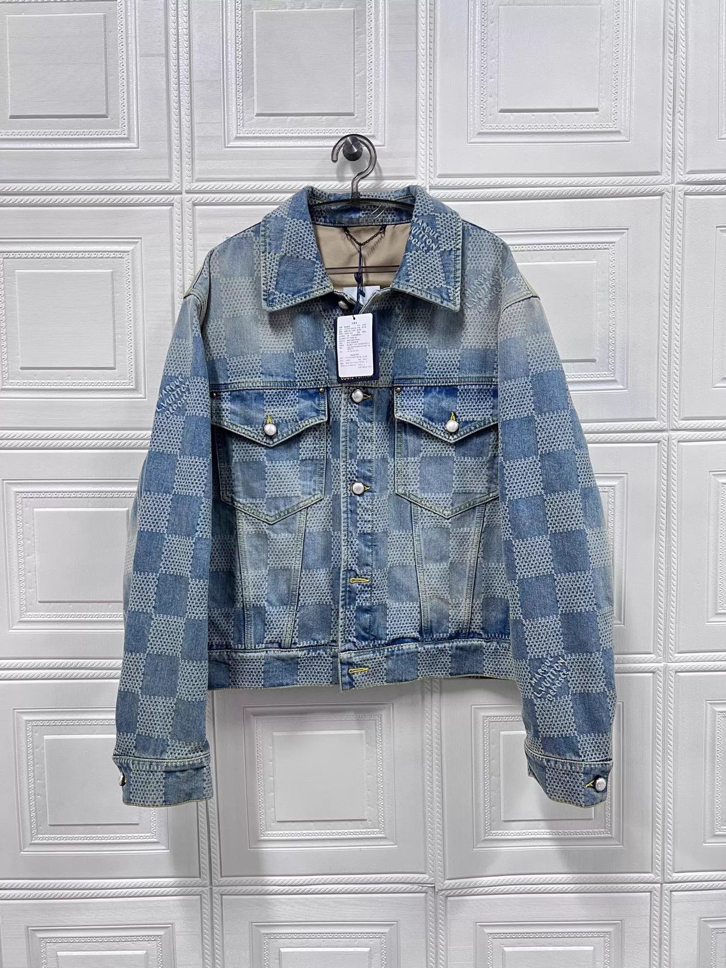 Louis Vuitton LV Pharrell Checkerboard MOP Denim Jacket 54 D61502 Size US L / EU 52-54 / 3 - 1 Thumbnail