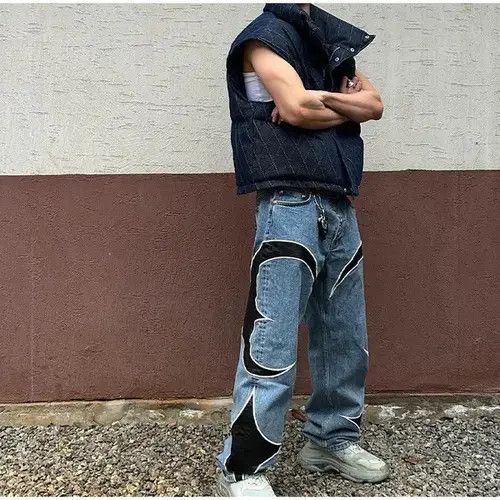 Japanese Brand × Jean Pu Leather Baggy Patchwork Jeans Size US 32 / EU 48 - 1 Thumbnail