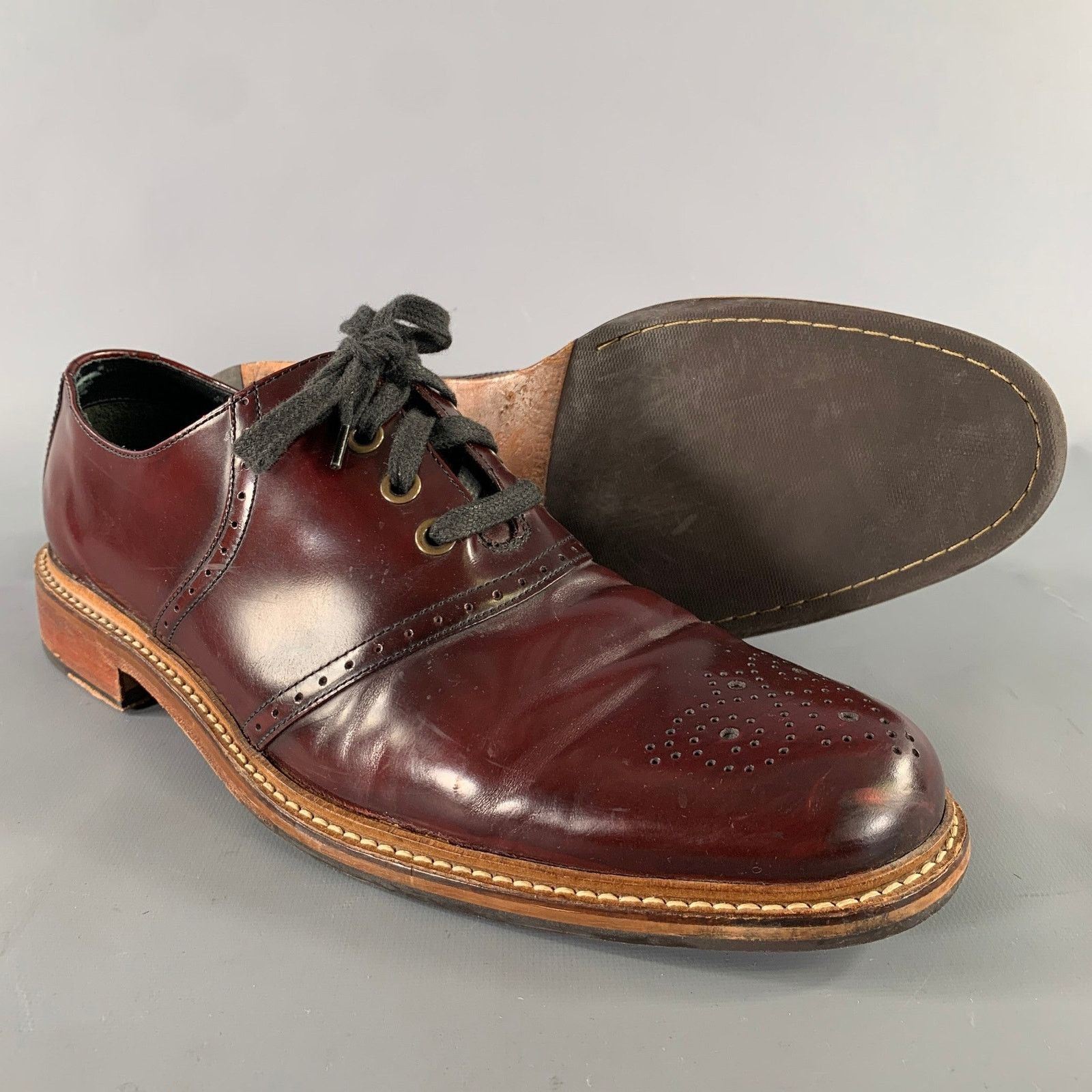 Cole Haan COLE HAAN Size 12 Burgundy Wingtip Leather Oxford Shoes Size US 12 / EU 45 - 5 Thumbnail