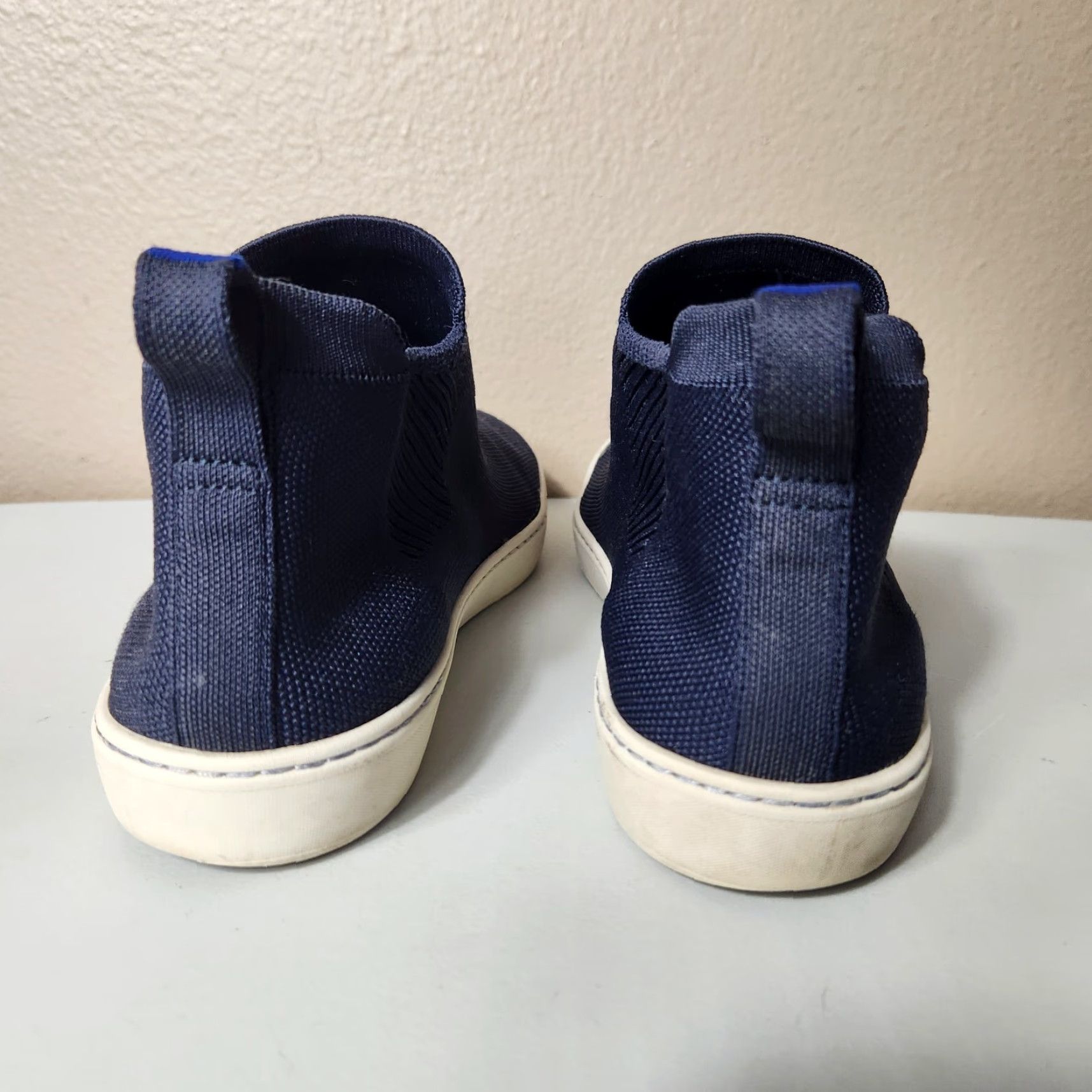 Vintage Rothy’s Chelsea Navy Knit Recycled Textile Pull On Bootie - Women - Size 10.5 - Casual Blue Sneaker Booties Size US 11 / IT 41 - 6 Thumbnail