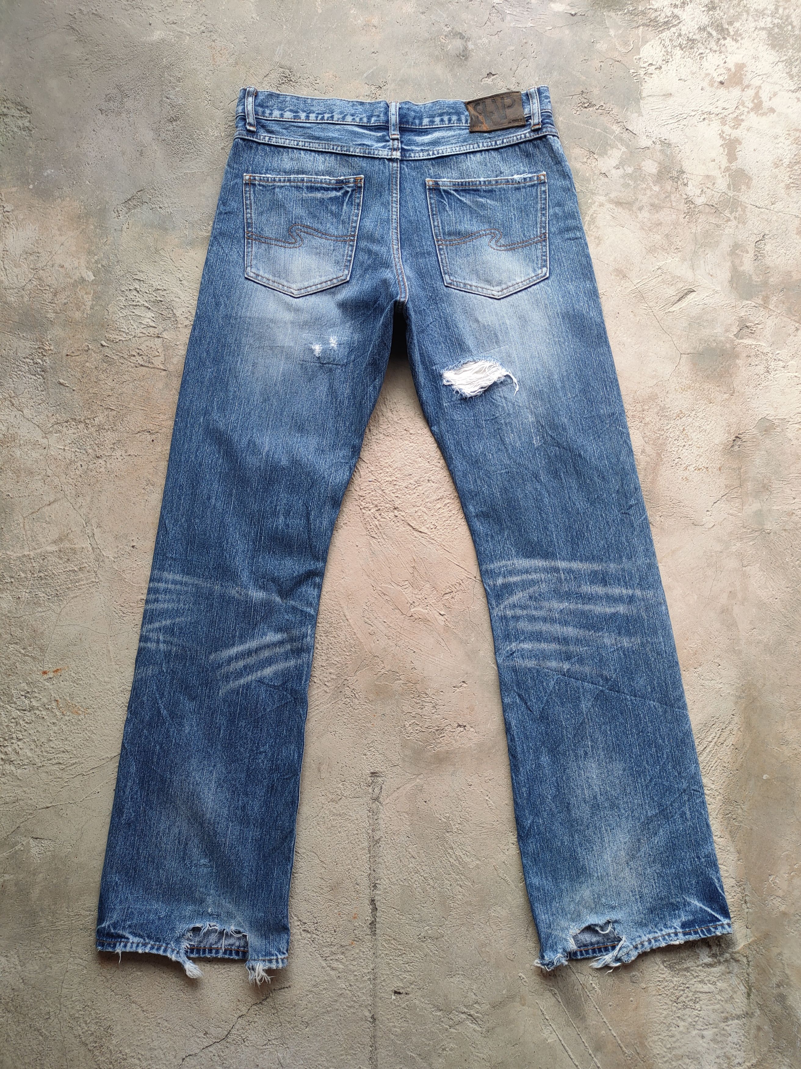 Japanese Brand × Jean × Vintage W34×33 VINTAGE JAPANESE FLARE FADED DISTRESSED JEAN PANTS Size US 34 / EU 50 - 8 Thumbnail