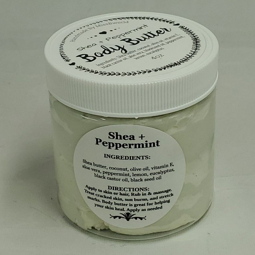 Handmade Shea Peppermint Body Butter Natural Moisturizer Handmade 4oz Size ONE SIZE - 2 Thumbnail