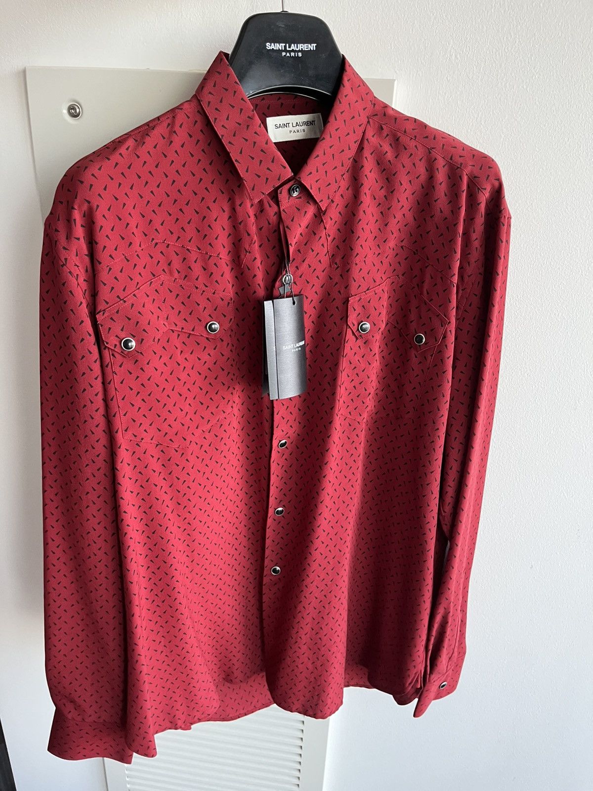 Hedi Slimane × Saint Laurent Paris × Yves Saint Laurent Saint Laurent Runway $1,300 Pure Silk Chemise CDC Shirt Size US L / EU 52-54 / 3 - 13 Thumbnail