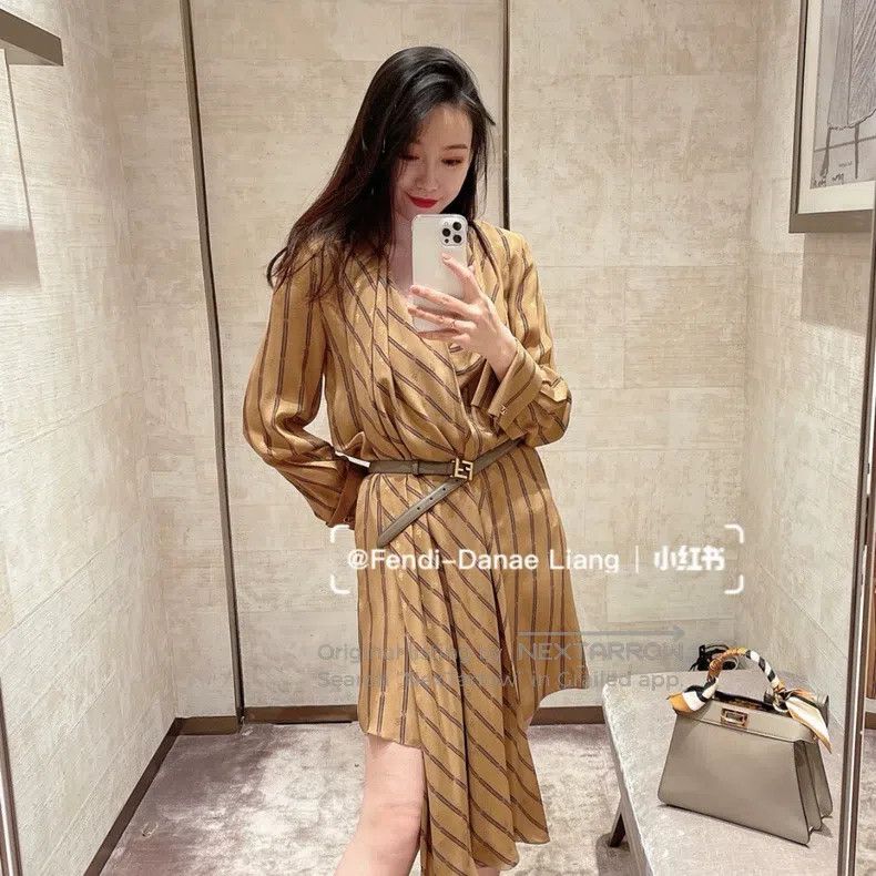 Fendi Fendi Classic Camel Silk Dress Size XXS / US 00 / IT 34 - 1 Thumbnail