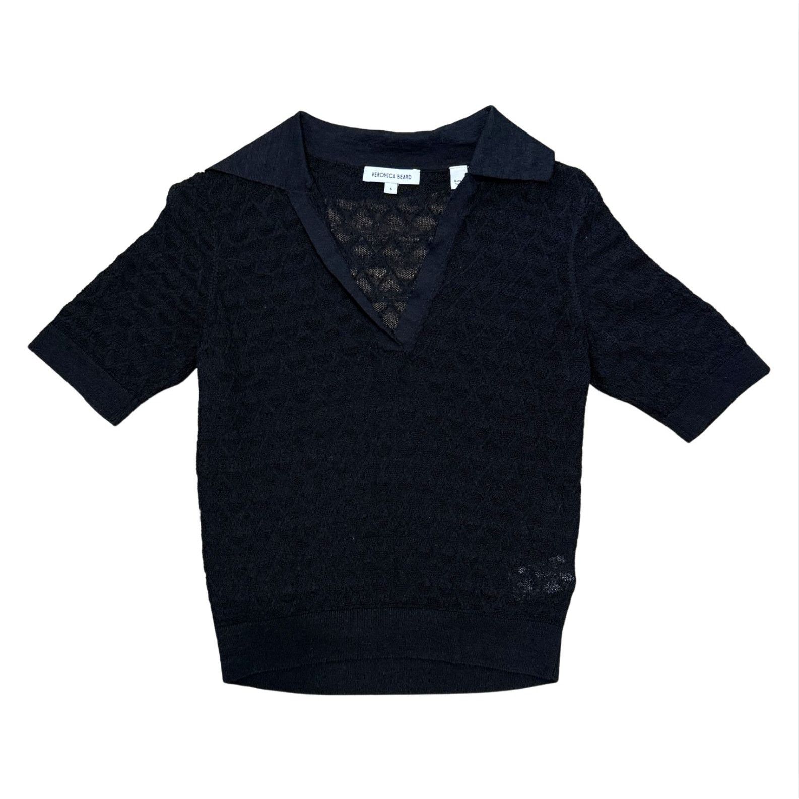 Veronica Beard VERONICA BEARD Knit Black Polo Shirt Top EUC $348 S Size S / US 4 / IT 40 - 1 Thumbnail