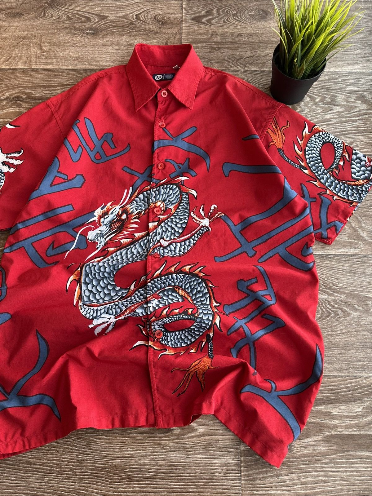 Affliction 🔥 Vintage 2000s Affliction Dragon Hawaiian Button Up Shirt Size US L / EU 52-54 / 3 - 2 Thumbnail