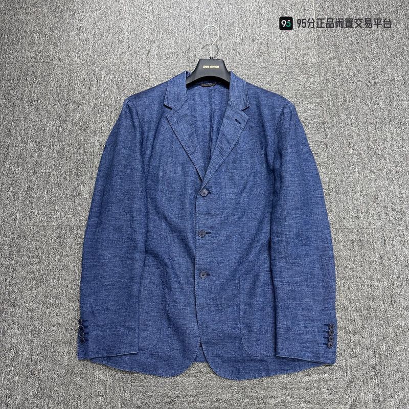 Loro Piana Loro Piana Blue Linen Lapel Long. Size US L / EU 52-54 / 3 - 3 Thumbnail