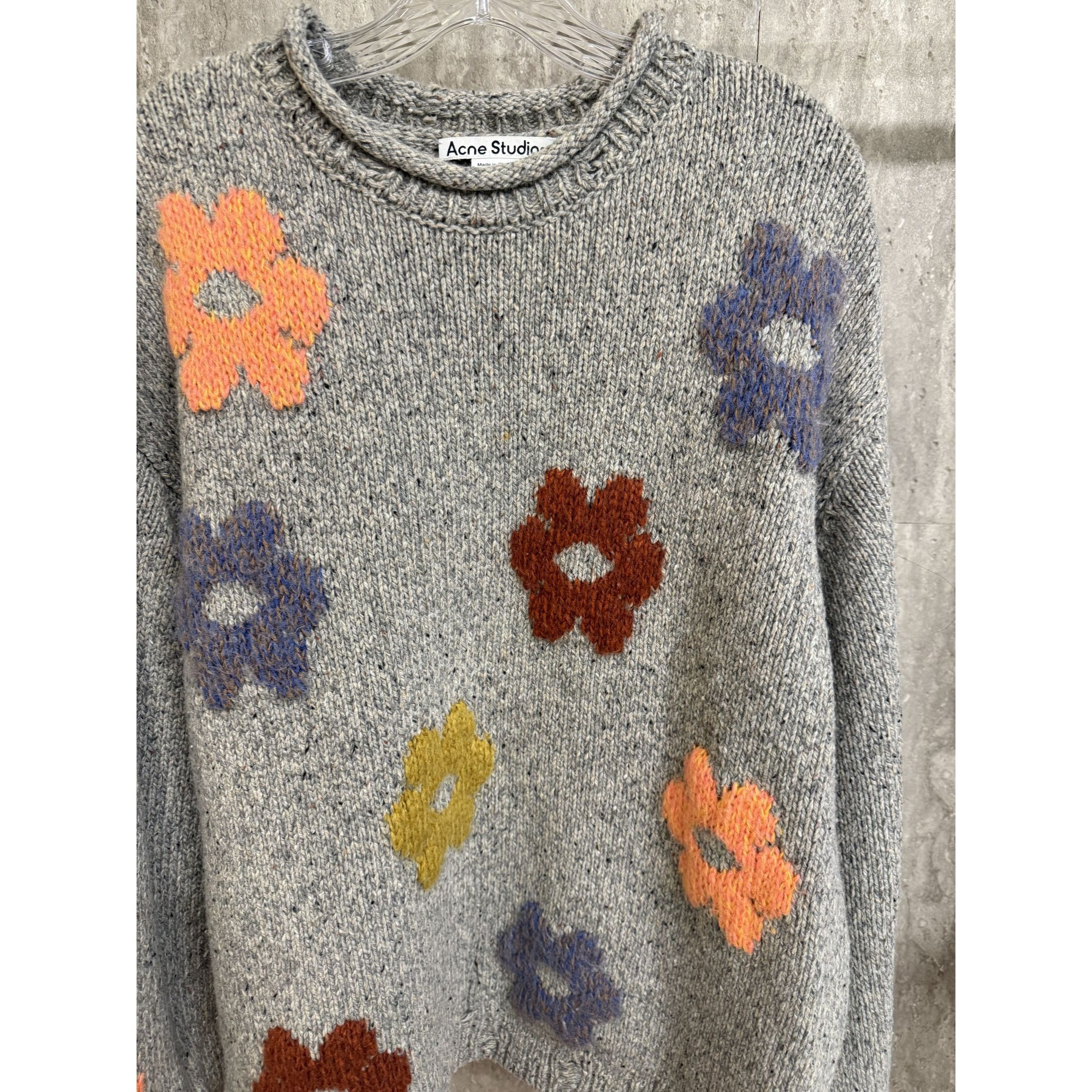 Acne Studios Acne Studios Floral Knit Sweater XL Gray Multicolor Wool & M Size XL / US 12-14 / IT 48-50 - 4 Thumbnail