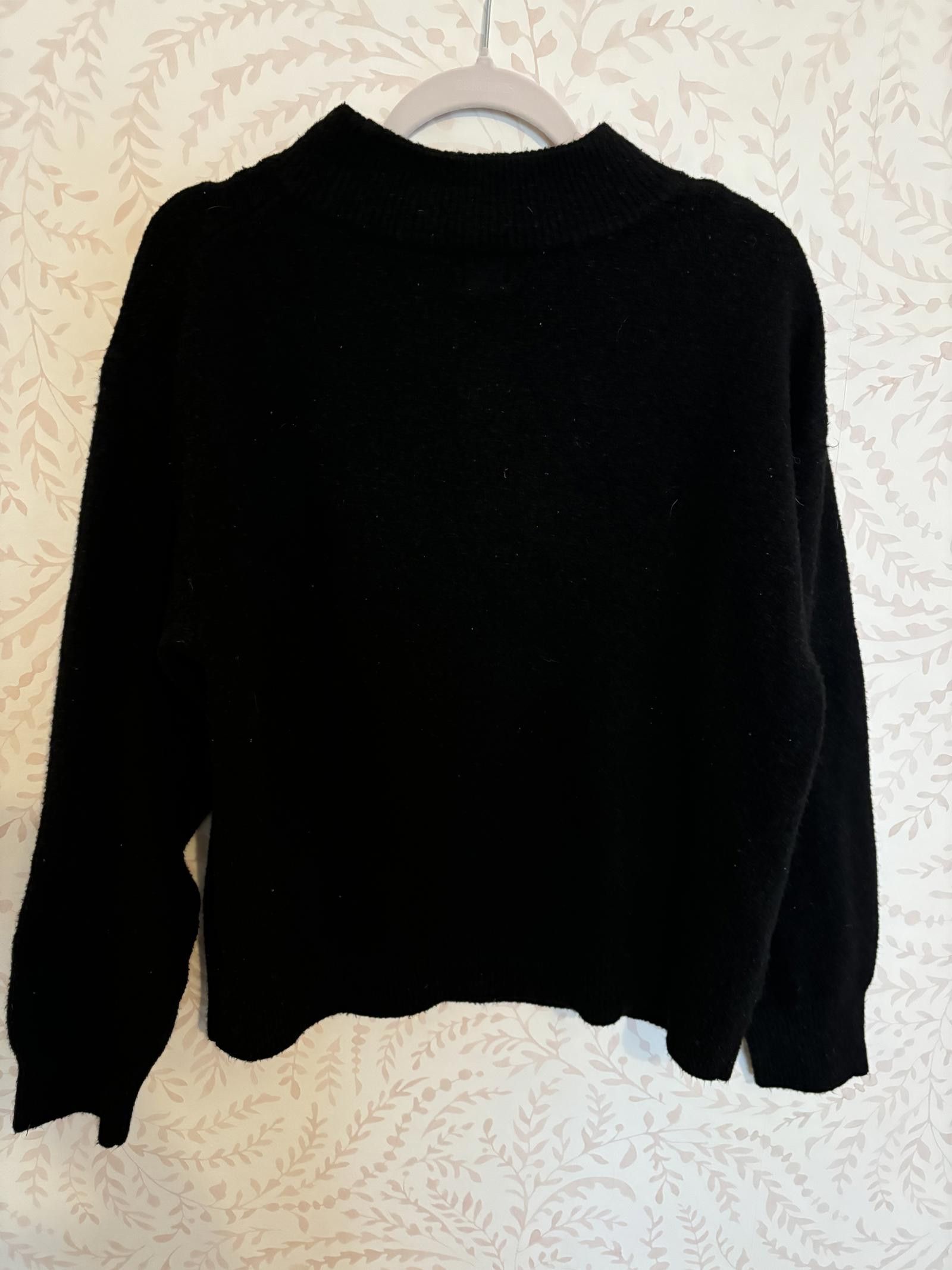 Designer NWOT A New Day Black Sweater with 'BONJOUR' Graphic Size L / US 10 / IT 46 - 5 Thumbnail