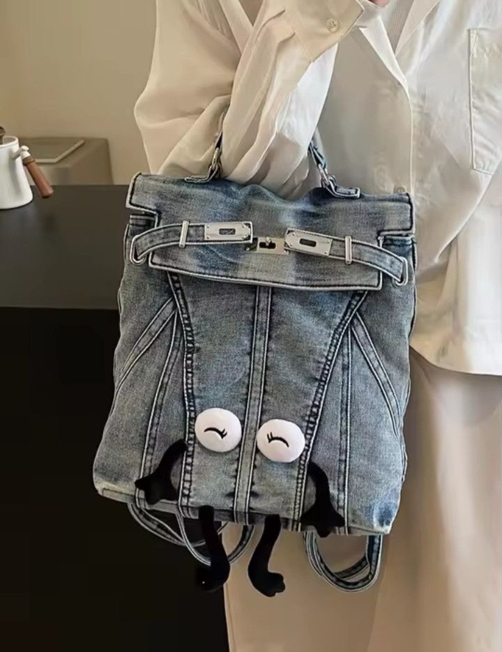 The Unbranded Brand Denim Fashion Backpack Size ONE SIZE - 5 Thumbnail