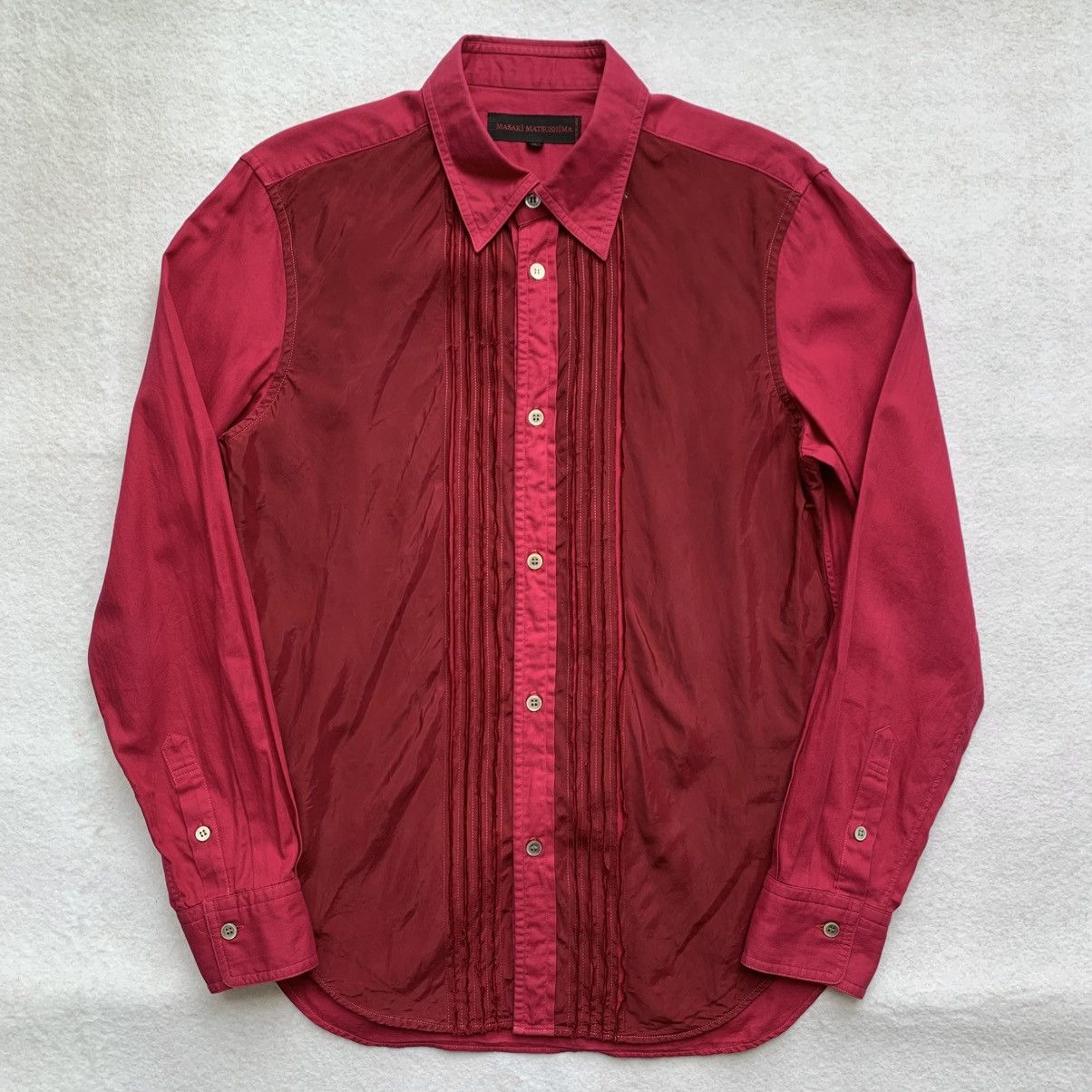 Masaki Matsushima 1990s Masaki Matsushima Front Satin Herringbone Button Shirt Size US M / EU 48-50 / 2 - 1 Thumbnail