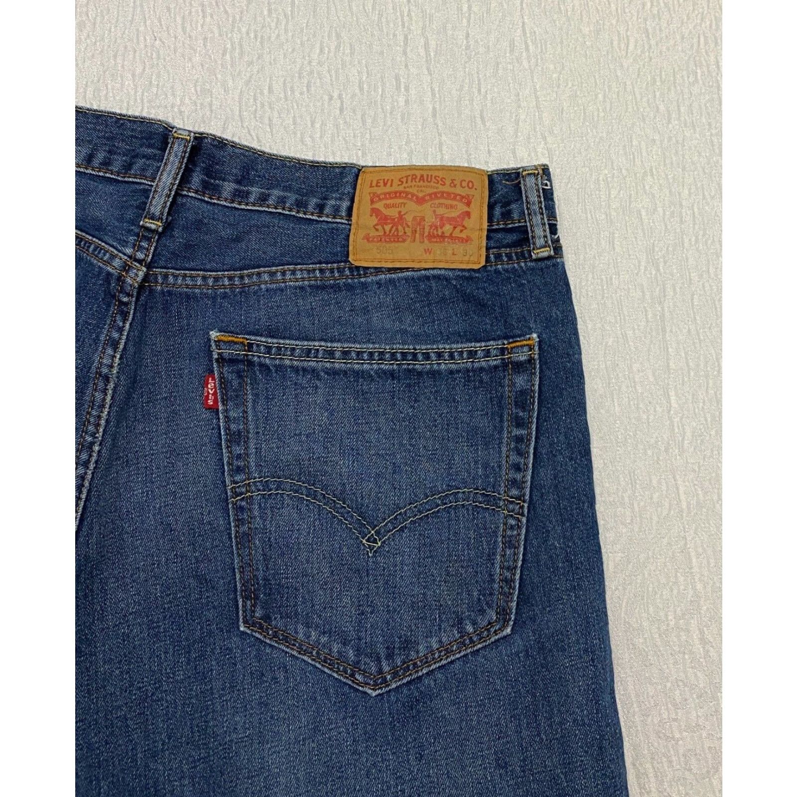 Levi's Levi's 505 Regular Fit Jeans Men 36x30 Blue Denim Grunge Size US 36 / EU 52 - 3 Thumbnail