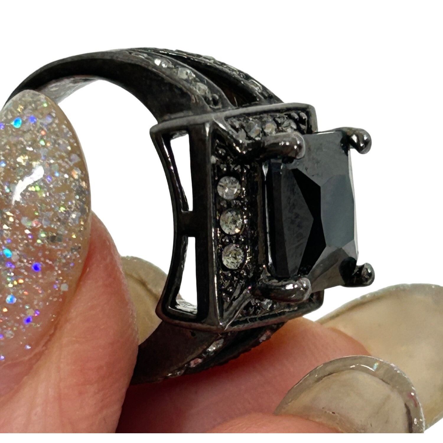 Other Fashion Jewelry Women’s Ring 6 Faux Square Black Princess Cu Size ONE SIZE - 8 Thumbnail