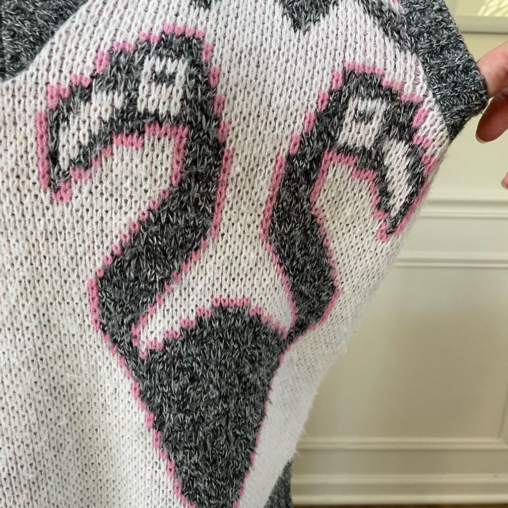 Vintage Vintage 80s Jolie Flamingo Pink Grey White Sweater Vest M Size M / US 6-8 / IT 42-44 - 5 Thumbnail