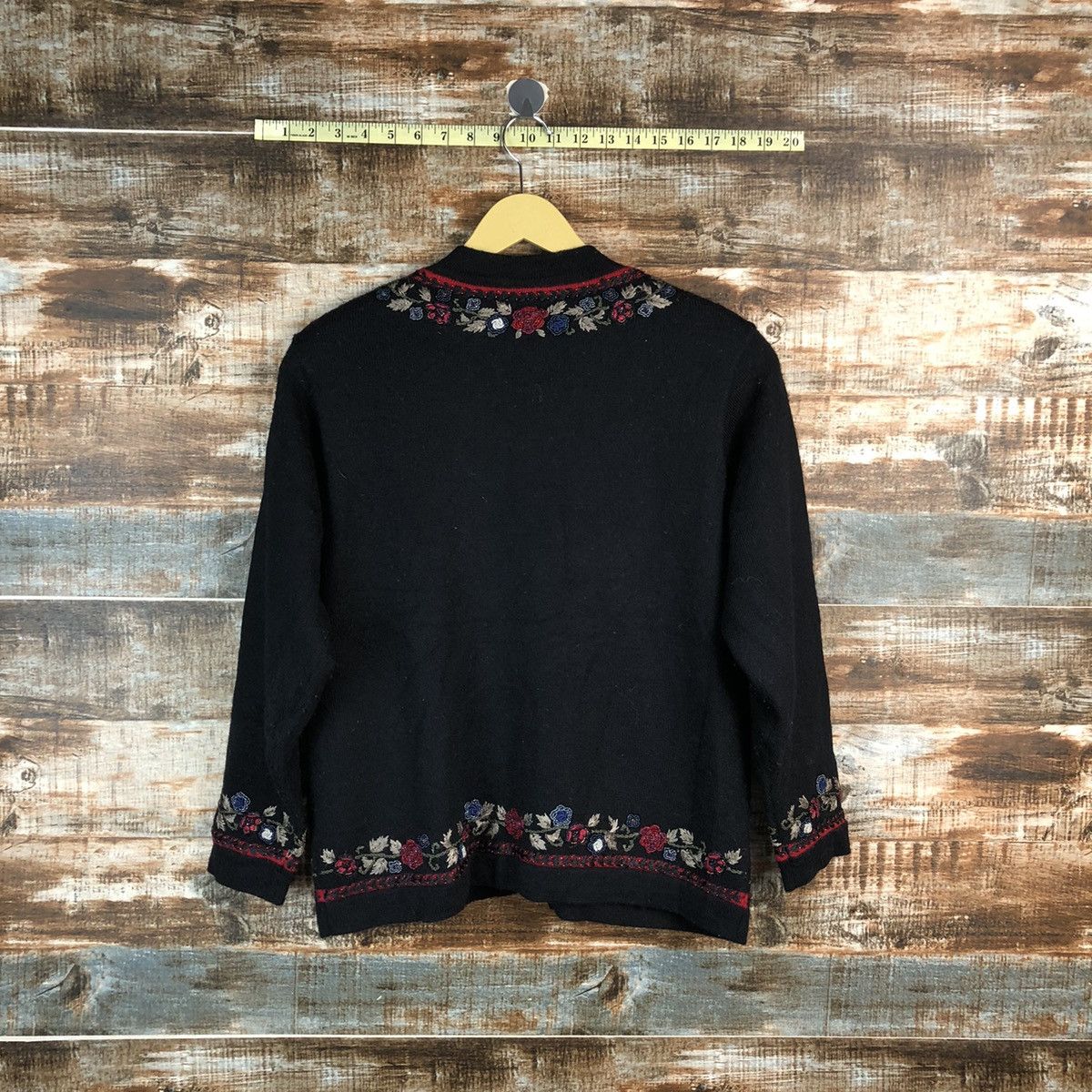 Homespun Knitwear × Japanese Brand Unchicpull Black art Patterned Cardigans #A2996 Size M / US 6-8 / IT 42-44 - 14 Thumbnail