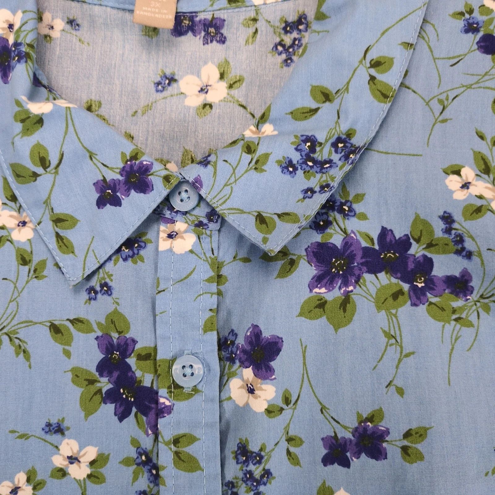 Other Woman Within Sky Blue Pretty Bloom Button Up Shirt 3X Plus Size 3XL / US 20-22 - 10 Thumbnail