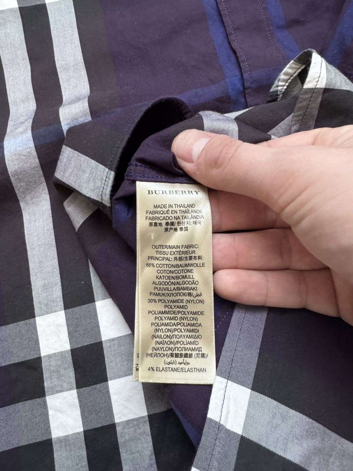 Burberry Burberry Brit Men's M Purple Check Long sleeve button up Shirt Size US M / EU 48-50 / 2 - 7 Thumbnail