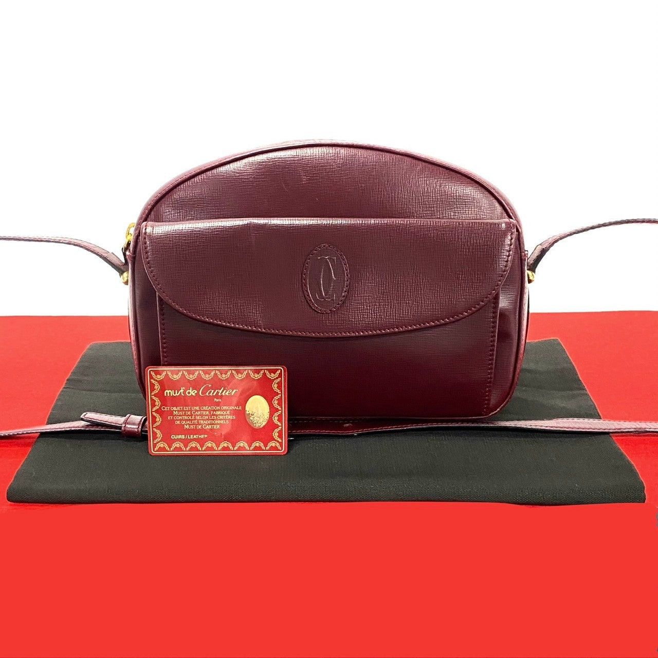 Cartier Cartier Shoulder Bag Wine Leather Size ONE SIZE - 1 Thumbnail