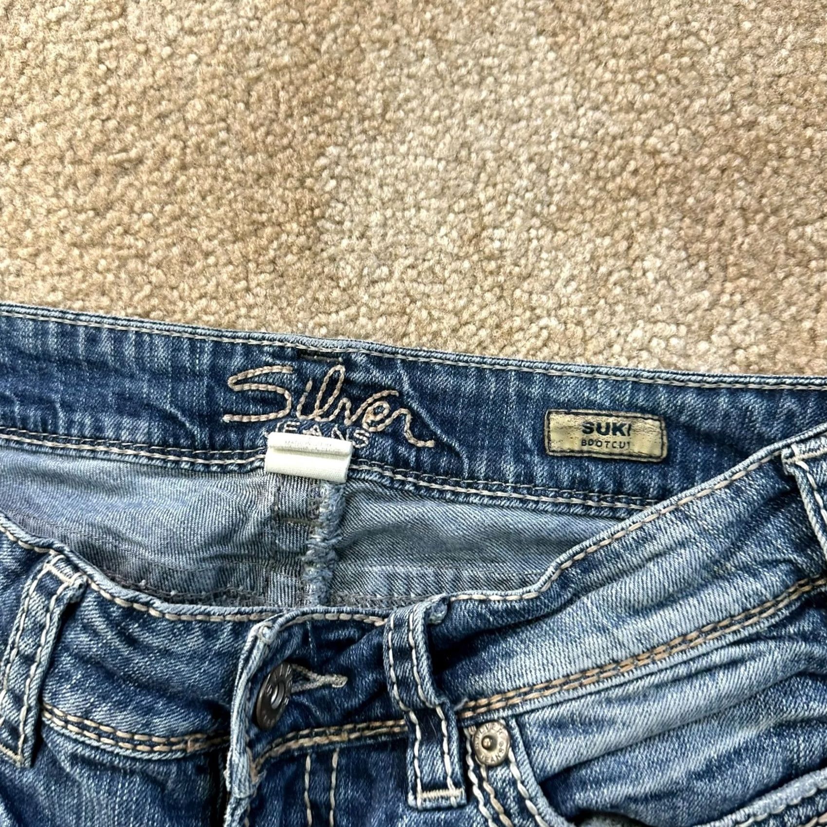 Silver Jeans Co. Silver Jeans Suki Bootcut Jeans Womens 29x32 Blue Denim Stretch Slim Mid Rise 5-Pocket Size 29" - 3 Thumbnail