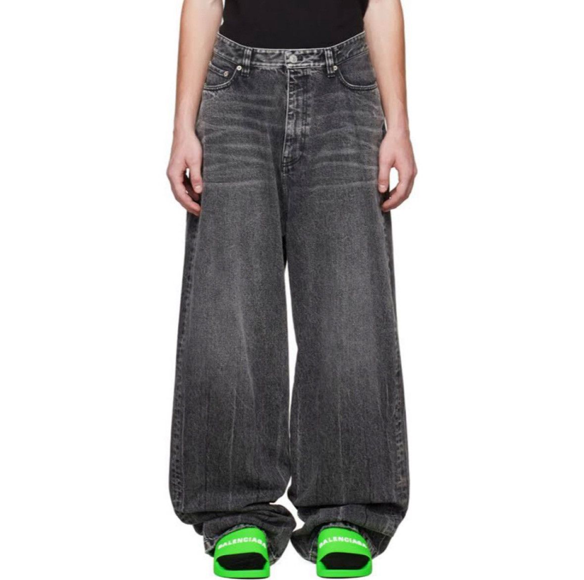 Balenciaga Balenciaga cut up baggy pants jeans black | Grailed